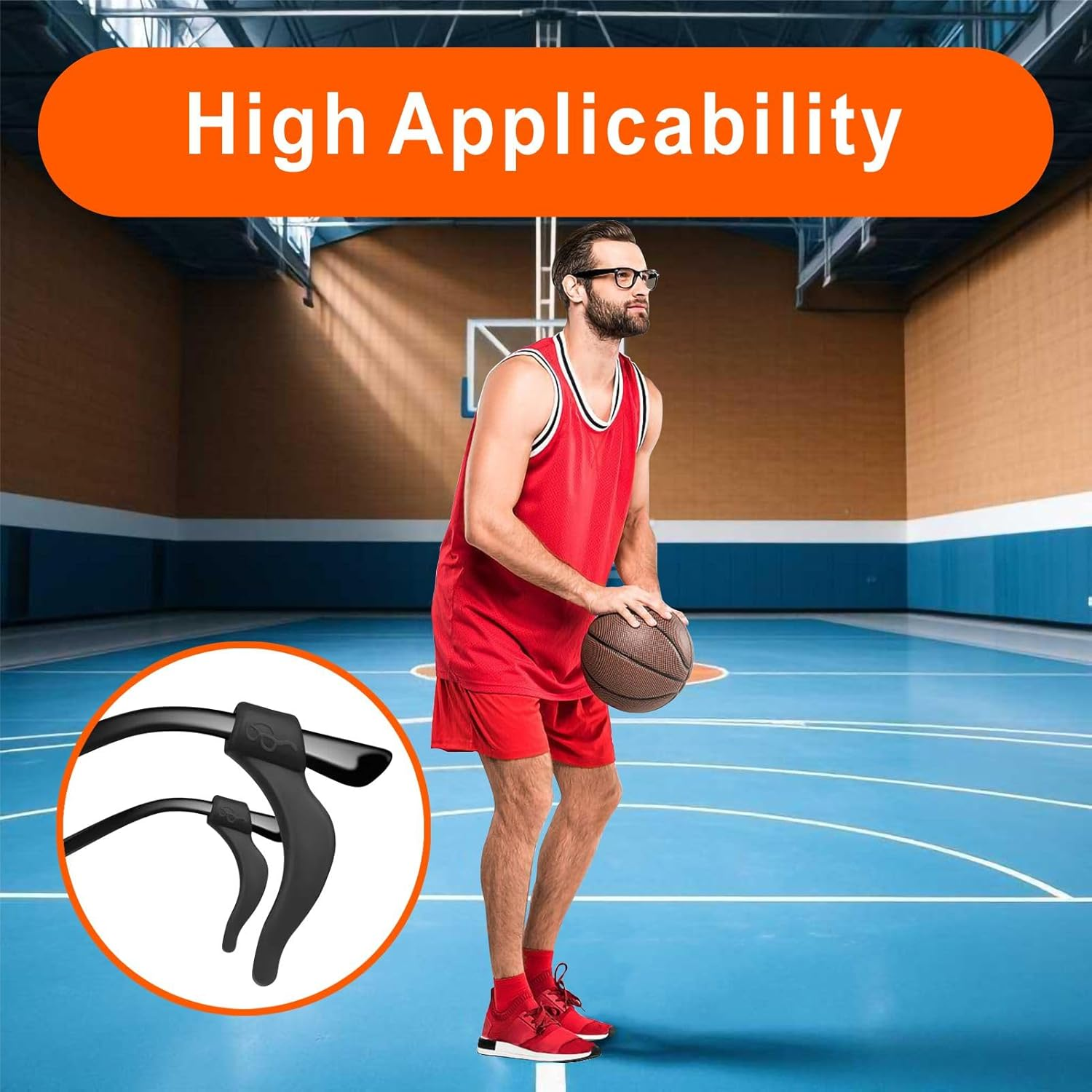 12 Pairs Eyeglass Ear Grips, Silicone Eyeglass Ear Grip, Elastic Comfort Eyewear Accessories for Sunglasses and Reading Glasses Eyewear, Anti-Slip Glasses Retainers for Sport Eyeglass (Black & White) image number 5