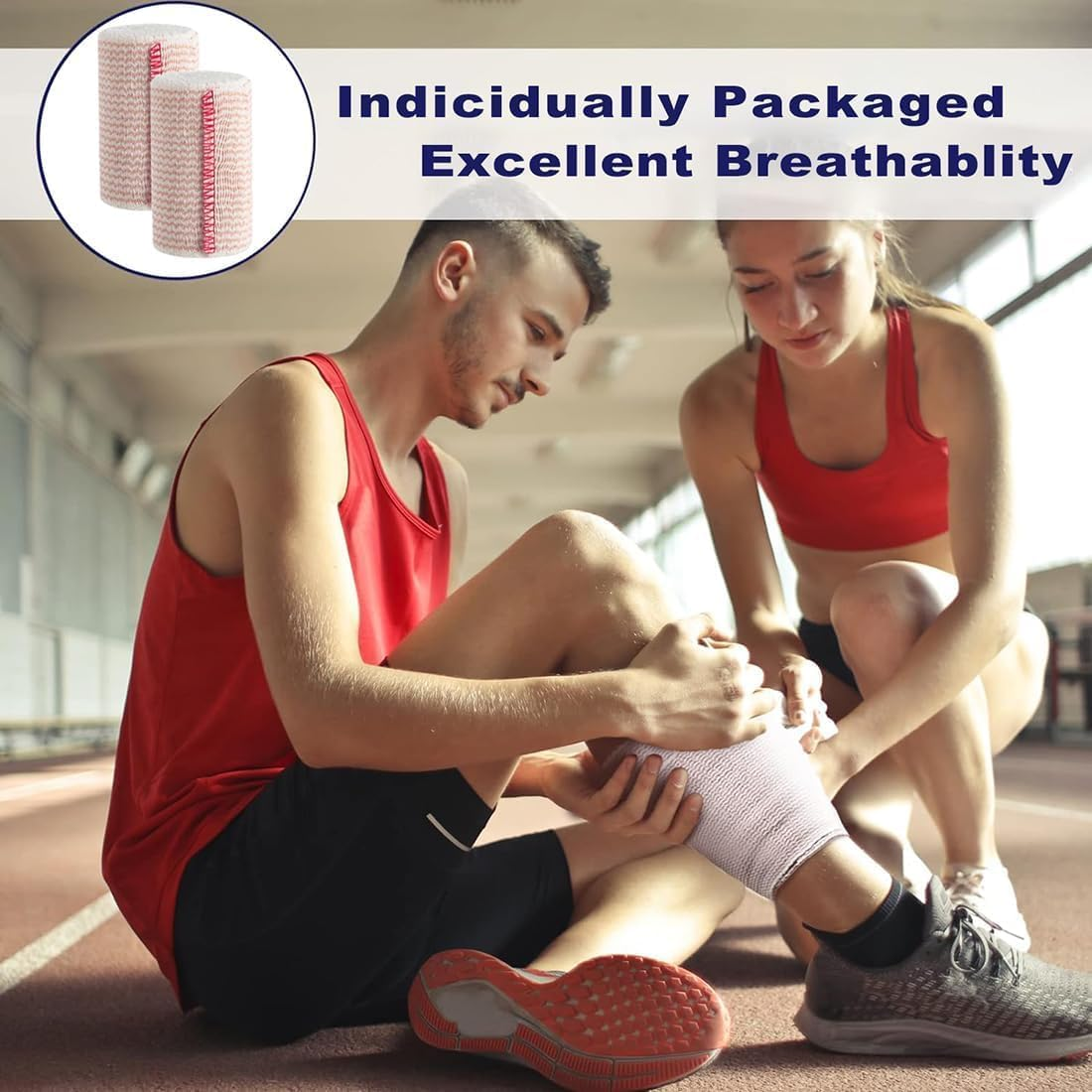 Compression Wrap Bandage with Self-Closure, 4Pcs Elastic Compression Wraps with Closure, Latex-Free Self-Closure Wrap Bandage for Ankle Wrist Knee Foot image number 3