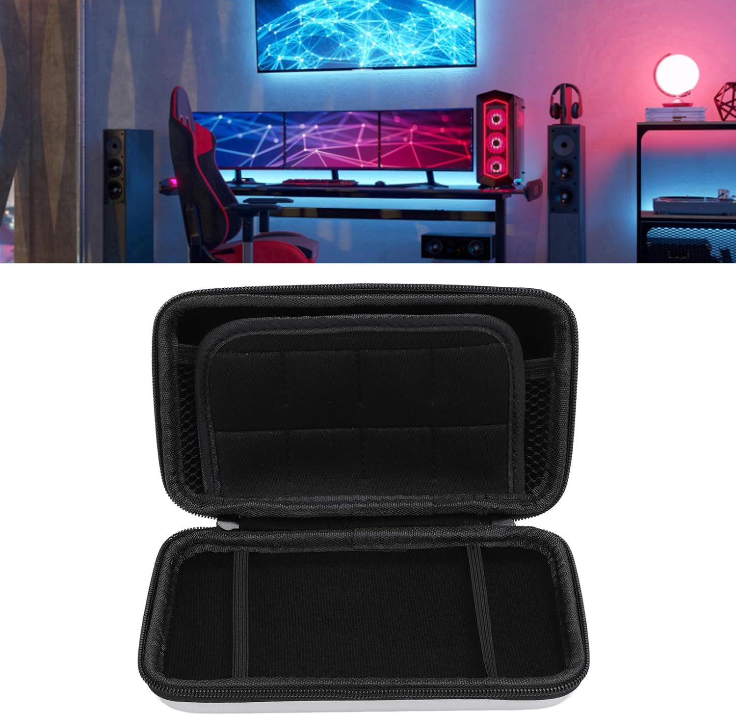 MENDUNER Multifunctional Game Console Carrying Case, for New 2DS XL, 2DS LL, New 3DS, 3DS Console, Game Cartridges and Other Accessories, Travel Friendly (Silver) - Pink image number 4