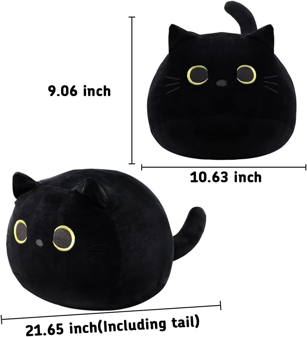 21.65" Black Cat Plush Toy Black Cat Pillow,Soft Plush Doll Cat Plushie,Stuffed Animal Soft Plush Pillow Baby Plush Toys Cat Shape Design Sofa Pillow Decoration Doll