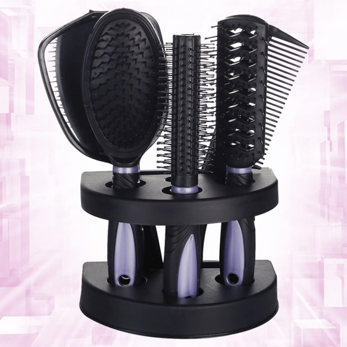ERINGOGO 5Pcs Professional Hair Salon Kit Hair Comb Mirror Detangler Brush Mens Hairbrush Styling Tools No Static Compact Easy to Carry image number 6