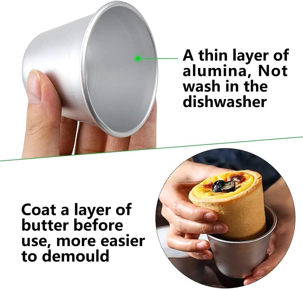 Pudding Moulds,6 PCS Egg Tart Mold Nonstick Panna Cotta Mould Aluminum Baking Cups Mini Cupcake Mould Muffin Tin Dariole Moulds for Making Sweet and Savoury Treats image number 4