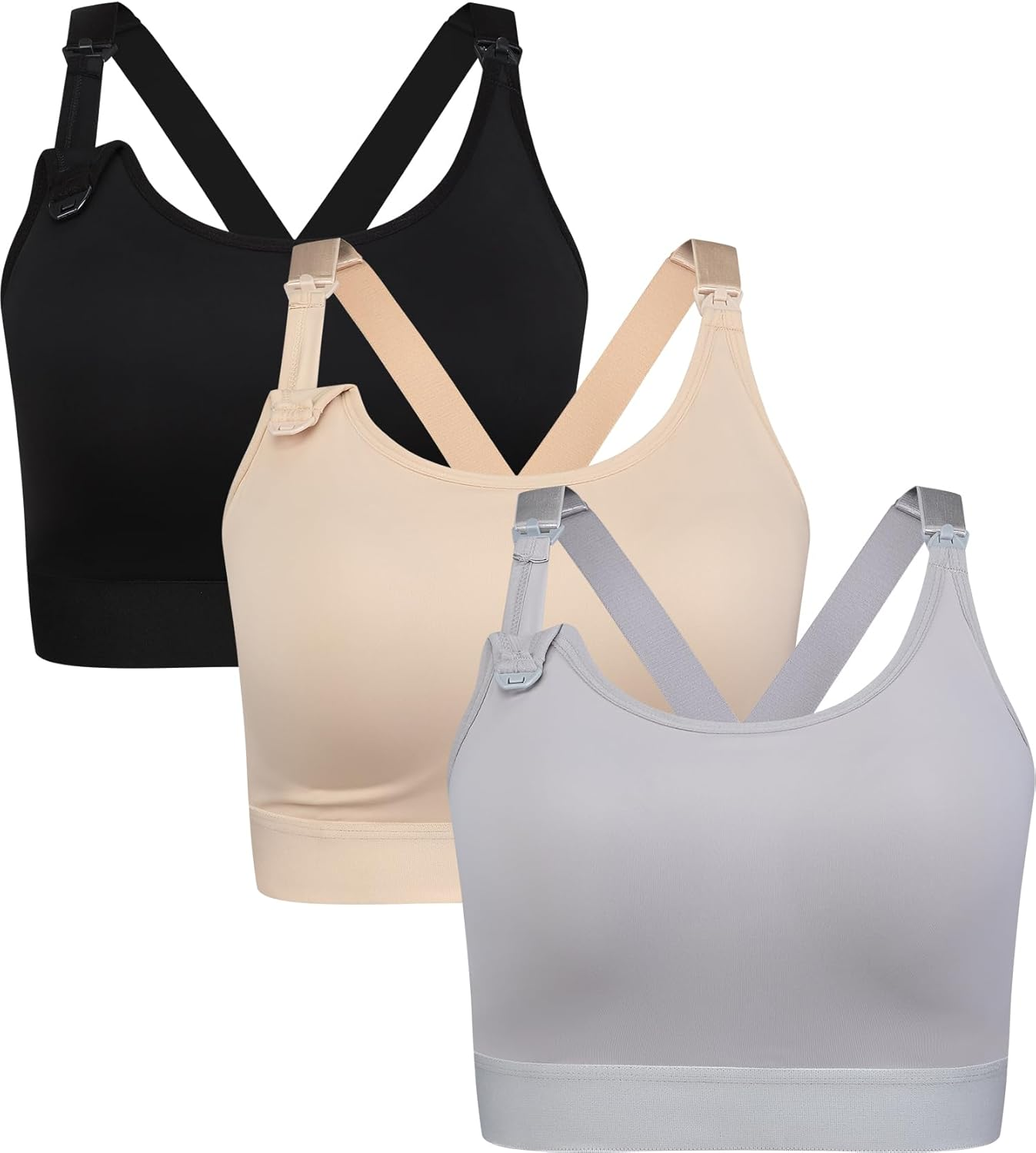 Suekaphin Supportive Nursing Bra Breastfeeding for Pregnant Women,Cross Back Maternity Bra Wire-Free Fixed Cups Wide Straps