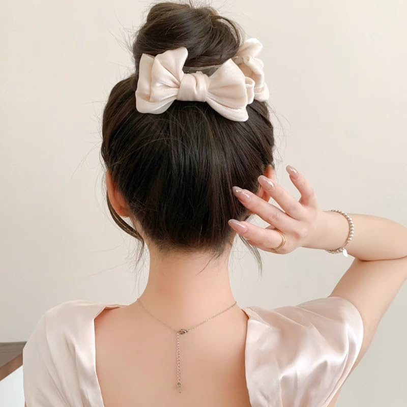 Hair Clip Bow, 2 Pieces Hair Clips, Women'S Hair Clip, Bow, Large Hair Clips, Hair Clips Set Suitable for Thick, Thin, Curly and Long Hair image number 4