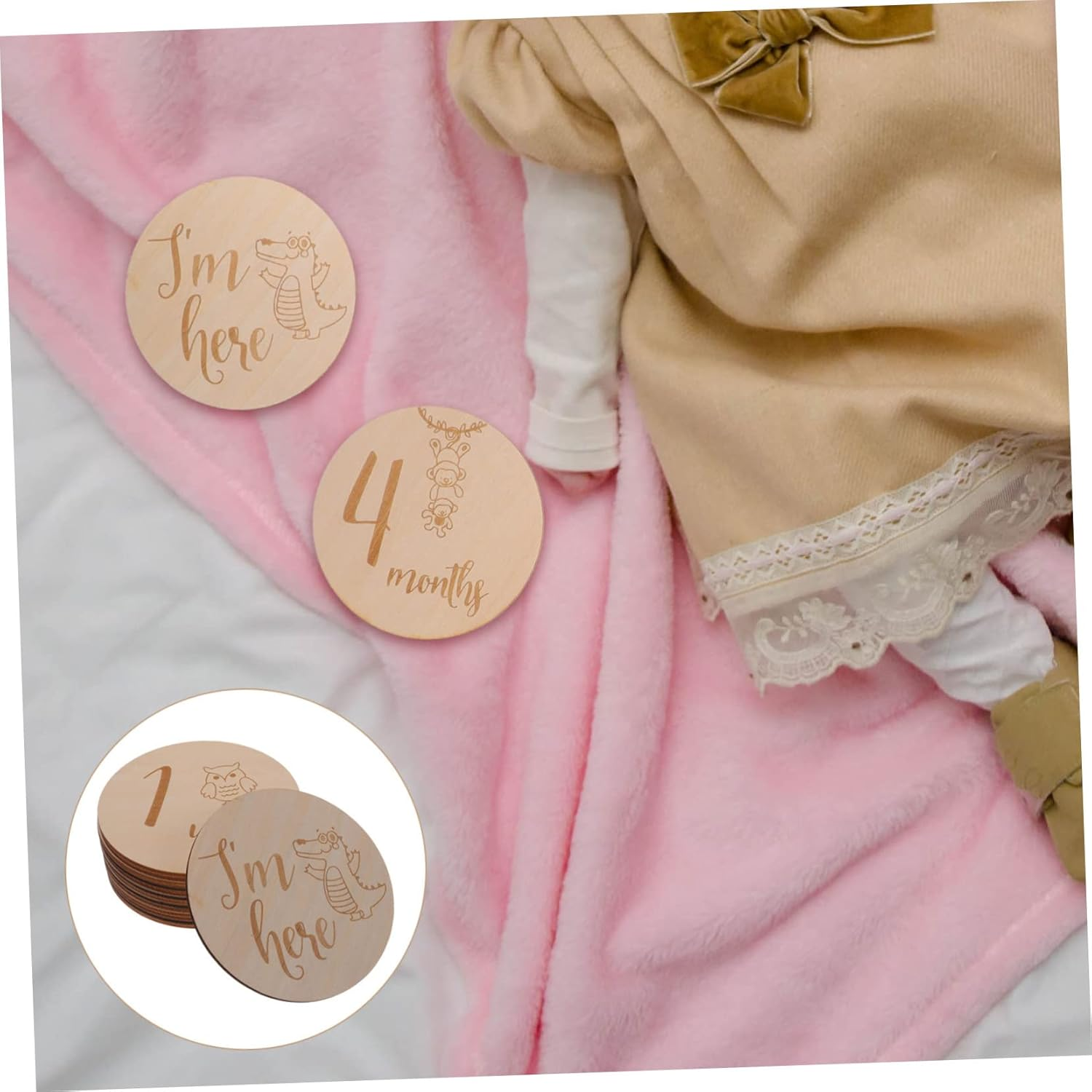 ERINGOGO Wooden Digital Cards Monthly Milestone Boy Newborn for Photo Announcement Months Signs image number 6