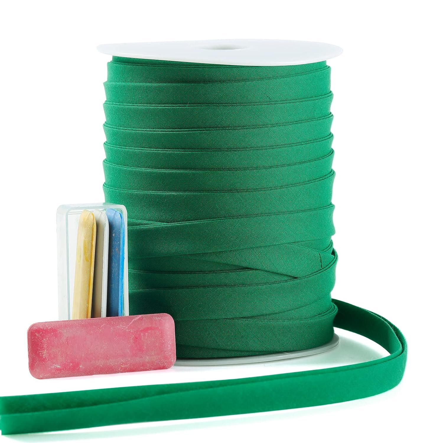Bias Tape Double Fold 1/2 Inch, Double Fold Bias Binding Tape 55 Yards (Green) and 4 Pieces Sewing Fabric Chalks for Crafts, Sewing, Seaming, Hemming, Piping, Quilting. image number 5