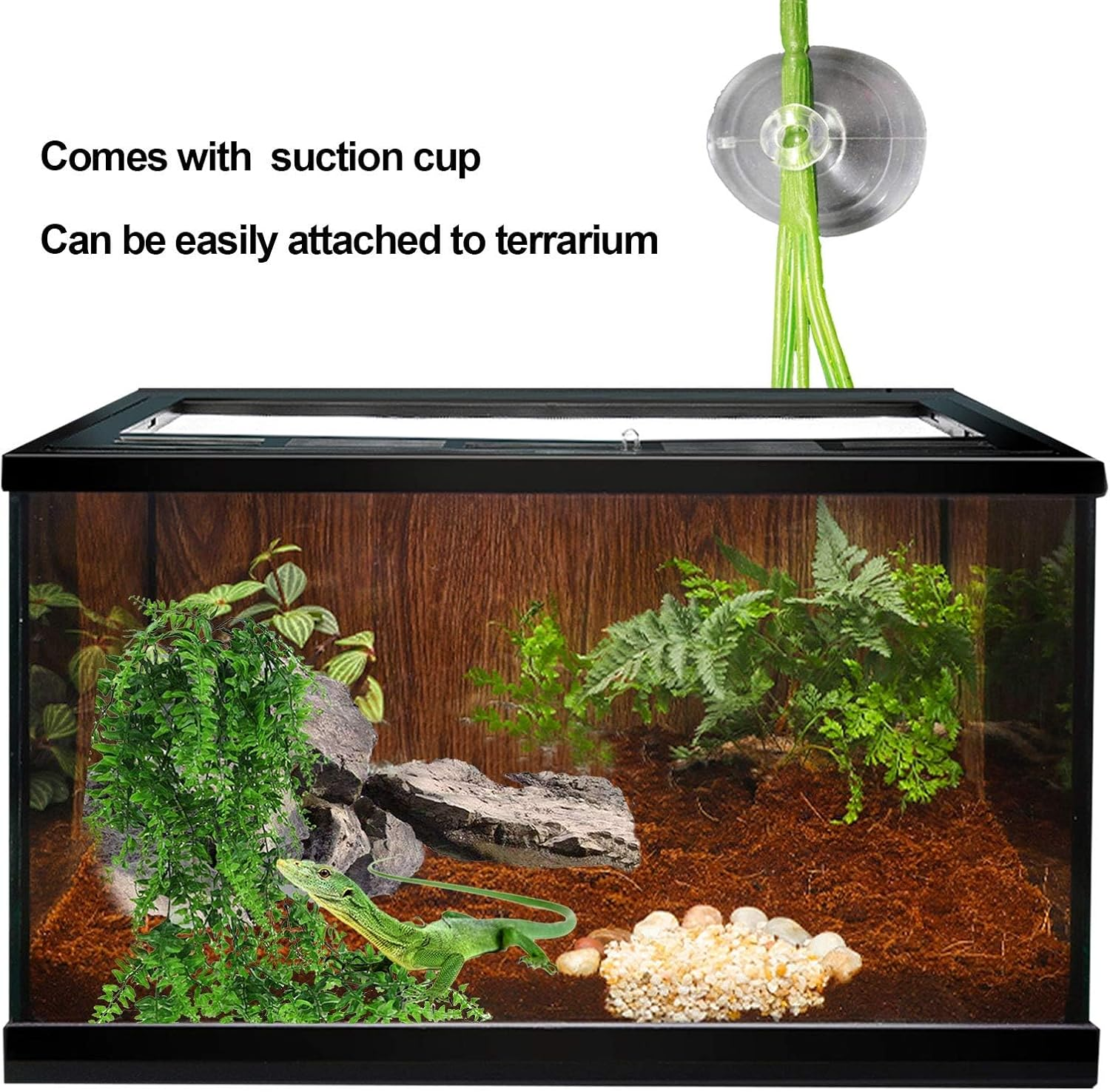 Kathson 3 PCS Reptile Vines Plants Flexible Bendable Jungle Climbing Vine Terrarium Plastic Plant Leaves Pet Tank Habitat Decor for Bearded Dragons Lizards Geckos Snakes Frogs and More Reptiles image number 4