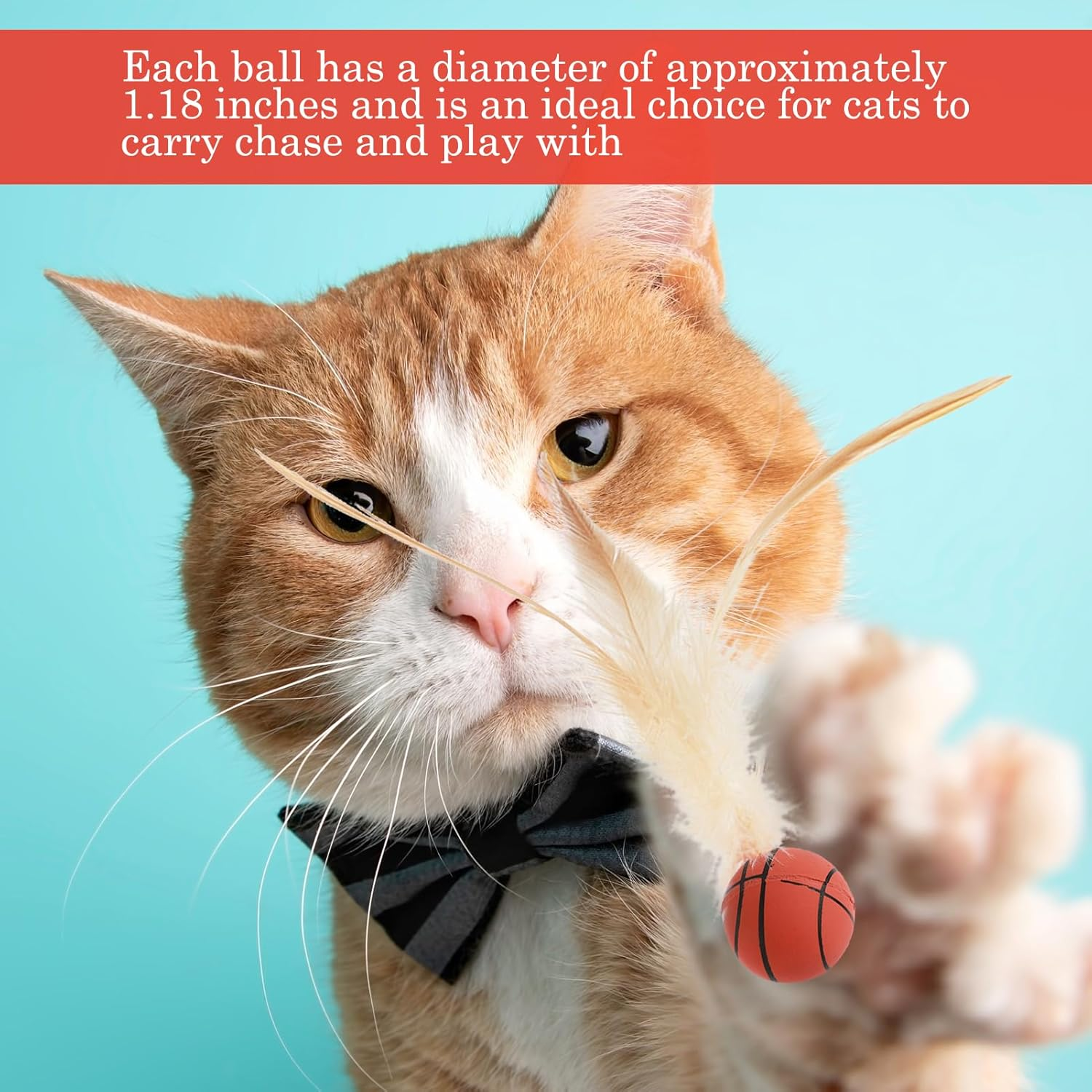 Cat Toys, Cat Toy Ball, 3 Pcs Kitten Toys, Interactive Cat Feather Toys, Interactive Accessory for Kitten Having Fun Exerciser Playing, Rubber High Rebound Bouncy Tails Balls for Indoor Outdoor image number 3