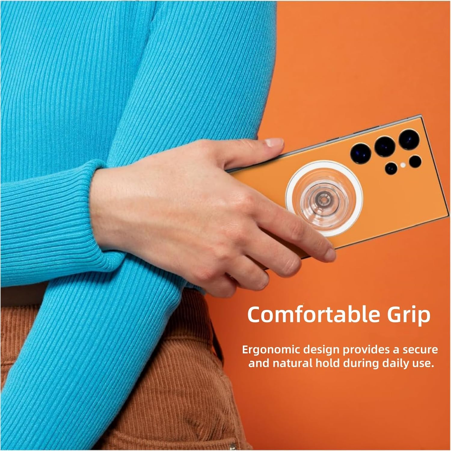 Suytvenxau Magnetic Phone Grip Ring Holder Easy Hold Free Hand Angled Adjustable Removeable Transparent Clear Compatible with All Smartphones and Cases image number 3