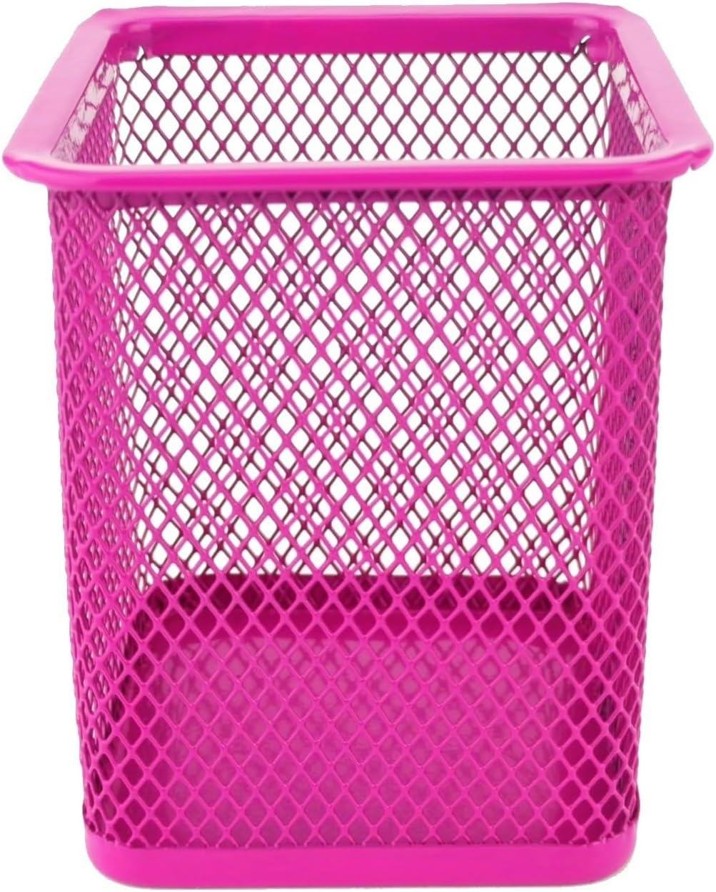 D.RECT Metal Square Pen Holder, Pen Holder, Cube Made of Wire Metal, Mesh Multifunctional Cup for Ballpoint Pen, Pink, 110849 image number 2