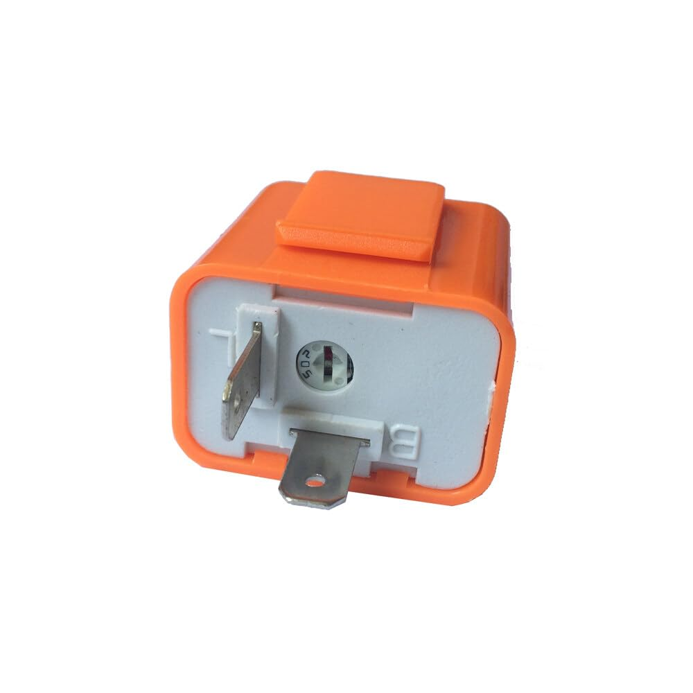 Generic 12V 2 Pin Speed Adjustable LED Indicator Flasher Turn Signal Light Relay Resistor Fix Hyper Control Flash for Motorcycle Orange Color image number 3