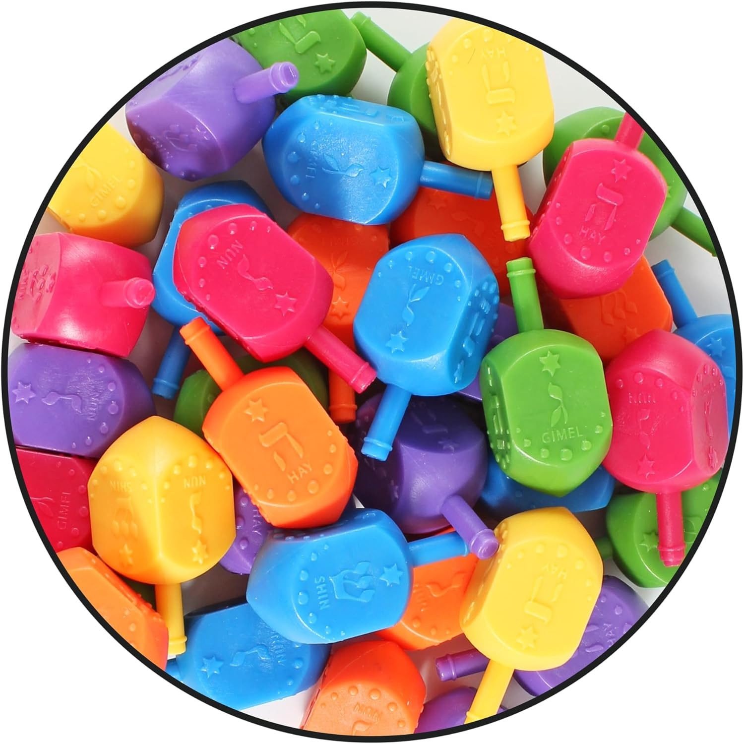 Zion Judaica 100 Medium Plastic Hanukkah Dreidels with English Transliteration - Ziplock Bag image number 1