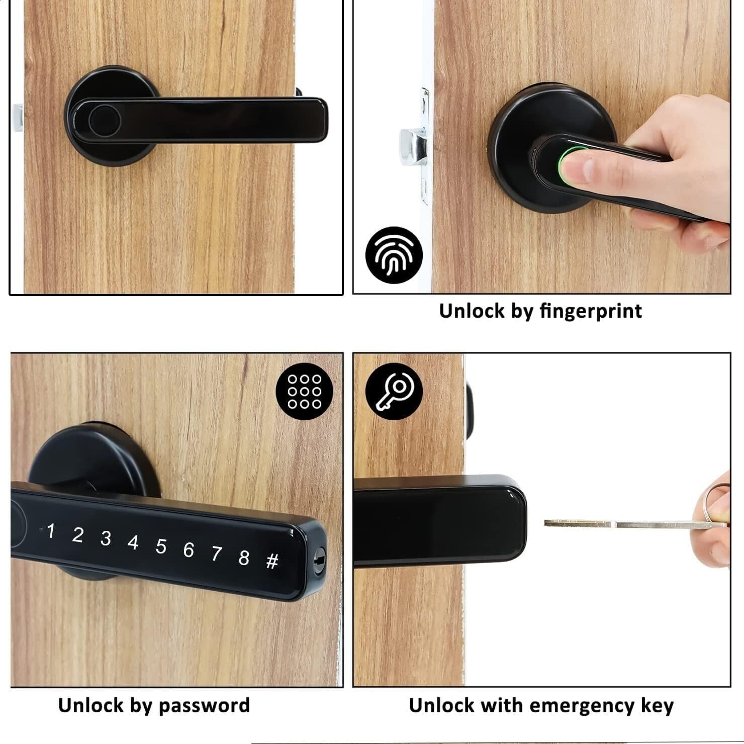 Xenocam Fingerprint Smart Door Lock with Keypad Handle for Home, Apartment, Office, Front Door, Bedroom, Keyless Entry Door Lock image number 2