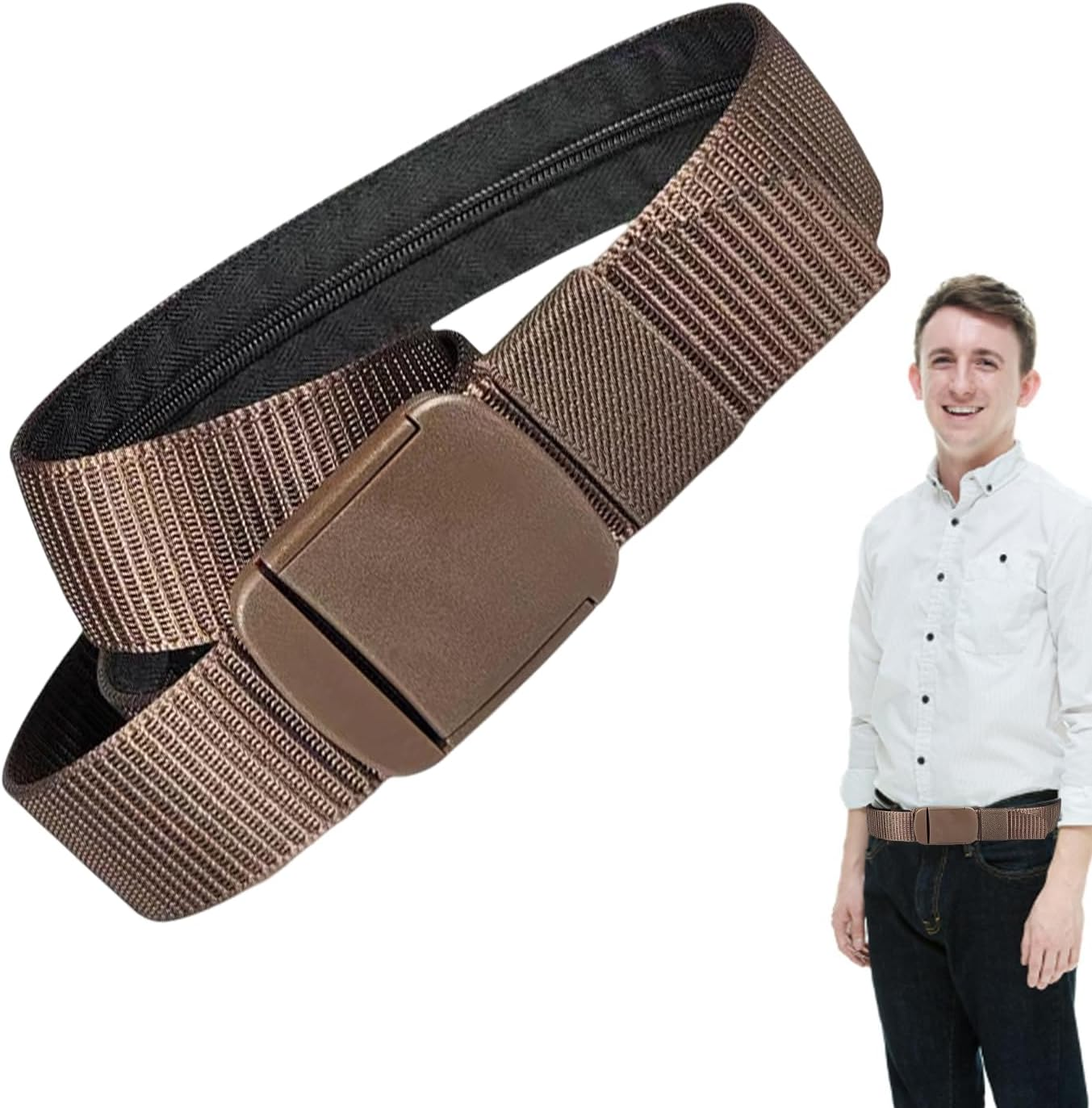 GLANSI Travel Security Money Belt, Money Belt with Hidden Money Pocket, Undercover Hidden Wallet, Adjustable Canvas Belt for Travel, Money Waist Belt Bag, Anti-Theft Passport Wallets for Men & Women image number 3