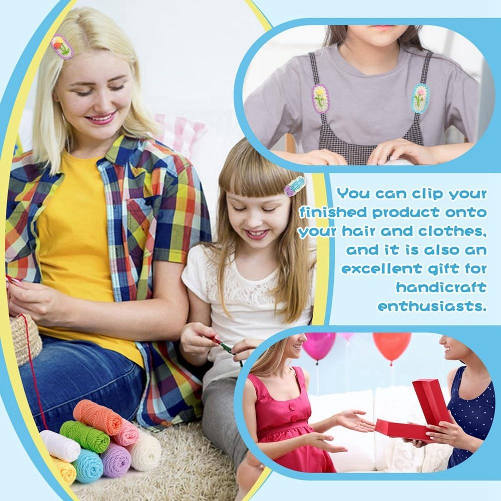 Hlsicnalm 10PCS Hairpins Crochet Kits for Beginners,Easy-To-Learn Hair Clips Knitting Kit with Step-By-Step Video Tutorials,1 Easy to Use/767 image number 1