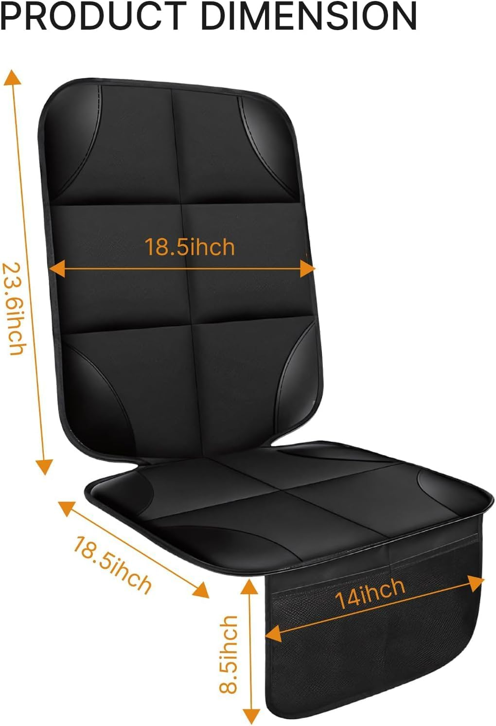 Car Seat Protector, Thick Padding Seat Protector under Baby Car Seat, 600D Waterproof Non-Slip Fabric Seat Cover for Child and Pet with Pockets image number 3