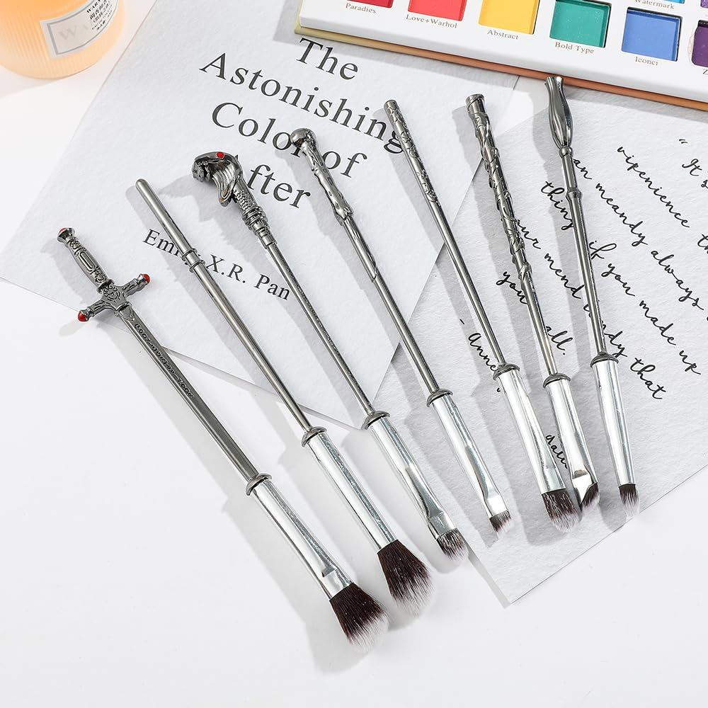 Pottter Makeup Brushes Harrry Gifts Comb Mirror with Gift Box for Eyeshadow Eyebrows Eyeliner Lips Concealer Contouring Highlighter Blending Wizard Wand Makeup Brushes Set image number 2