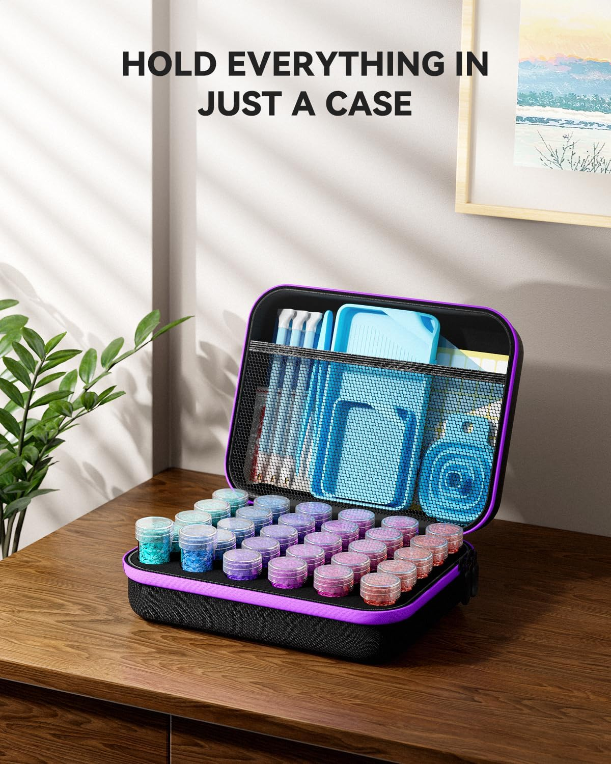 ARTDOT 30 Slots Storage Organizer for Diamond Painting Kits,Portable Diamond Art Storage Box with Accessories and Tools for Adults