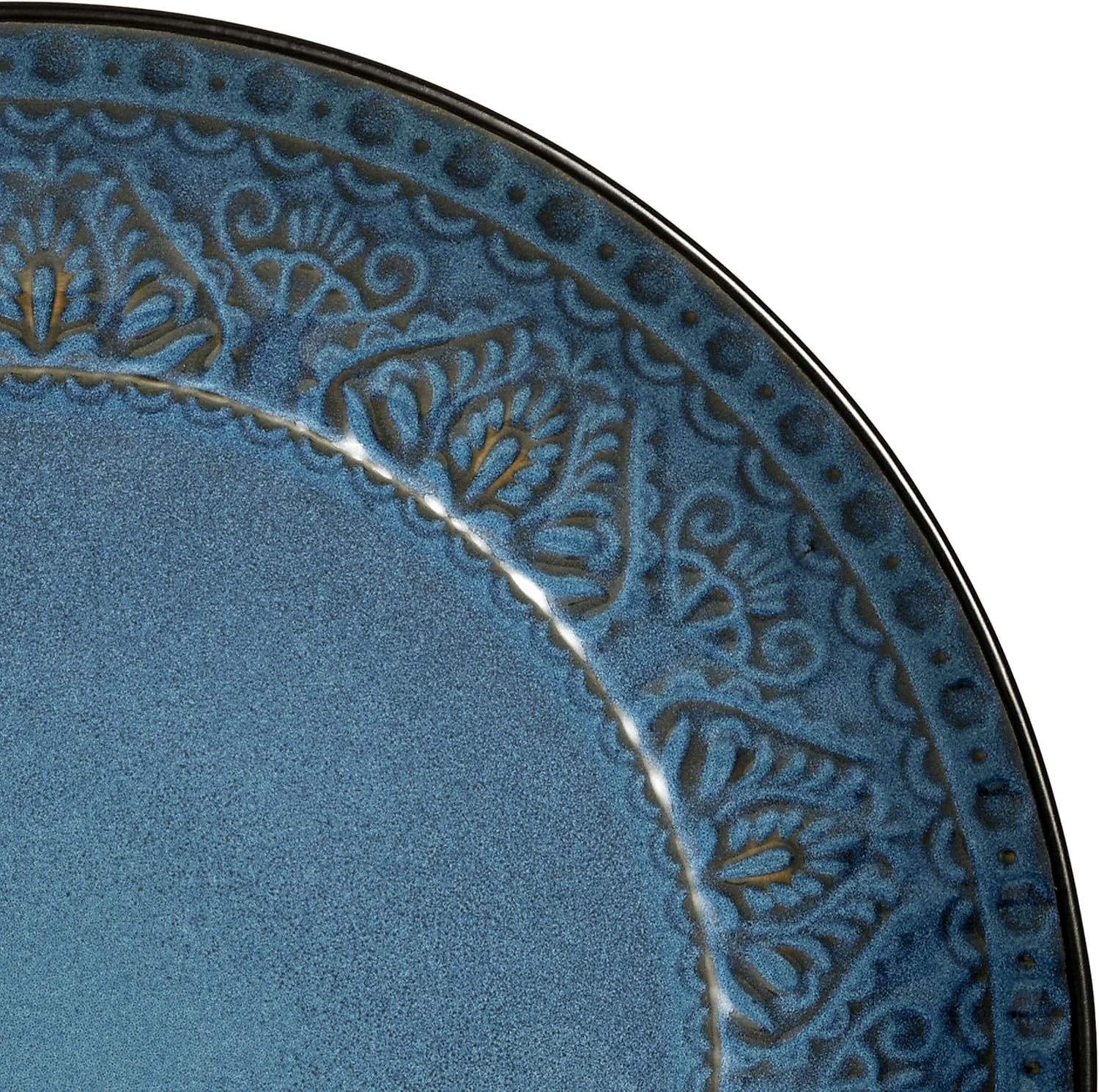Gibson Milanto 16-Piece Dinnerware Set Featuring Embossed Reactive Glaze Stoneware, Plates, Bowls & Mugs, Blue - Gray image number 6