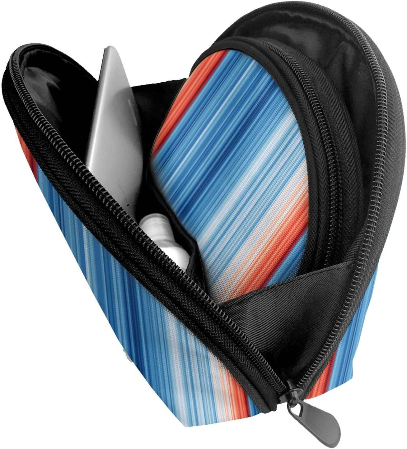 Cozimangoe Coin Pouch Makeup Bags Set, 2 Piece Shell Shape Cosmetic Bag with Pockets for Daily Travel Handbag Lipstick Keys Toiletry, Personalized Climate Stripes image number 6