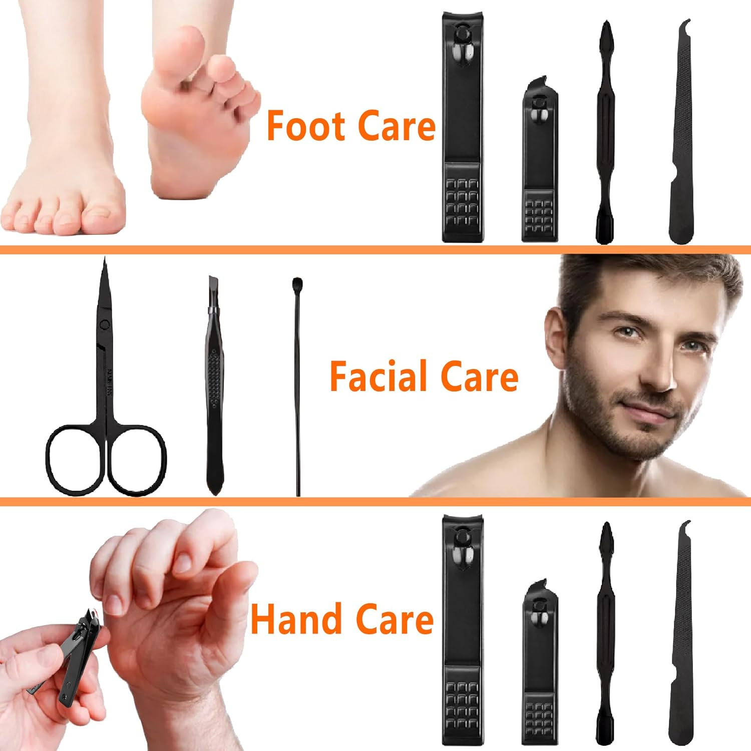 Manicure Set Men Nail Clipper Set Personal Care Nail Grooming Kits Travel Nail Care Set Manicure Tools Nail Clippers Pedicure Kit Basic Nail Care Tools Men Women image number 2