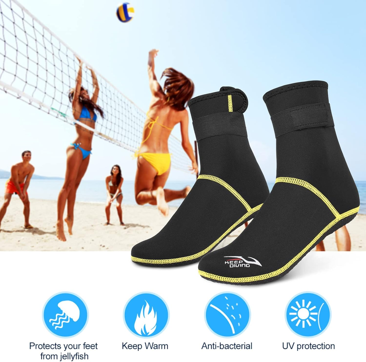 RAYWE Diving Socks 3Mm Neoprene Beach Water Socks Thermal Wetsuit Boots anti Slip Diving Socks for Rafting Snorkeling Sailing Swimming image number 4