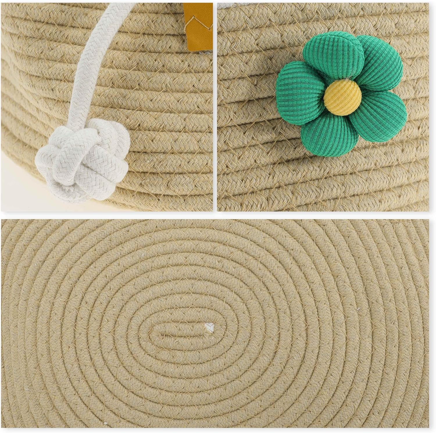 CAPASTEC Woven Cat Bed, 35 Cm Diameter, Foldable Basket Nesting Site, Breathable Pet Lounger, Claw Abrasion-Resistant Universal Kitten Bed, Khaki image number 2