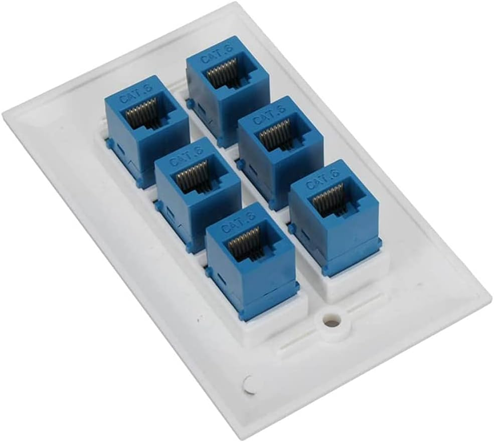 Cat 6 Ethernet Wall Plate 6 Port,Ethernet Wall Plate Female-Female Removable Compatible with Cat7/6/6E/5/5E image number 4