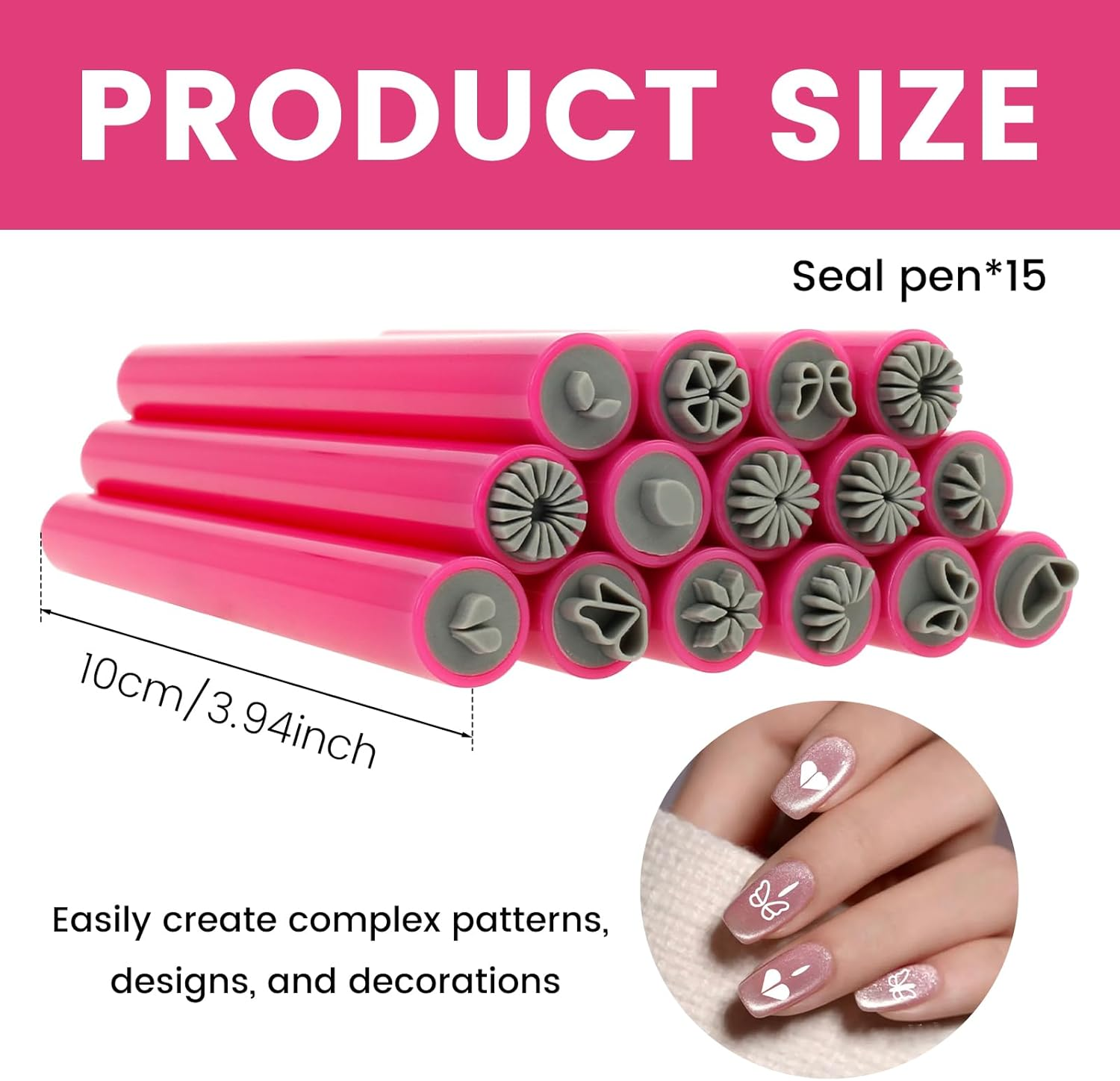 15PCS Nail Art Stamp Pen Set, Flower Nail Stamper Pens, DIY Nail Art Pen Nail Design Tools, Nail Art Stamping Pen Nail Dotting Tool, Assorted Patterns Nail Stamping Plate, Nail Art Tools for Women image number 5