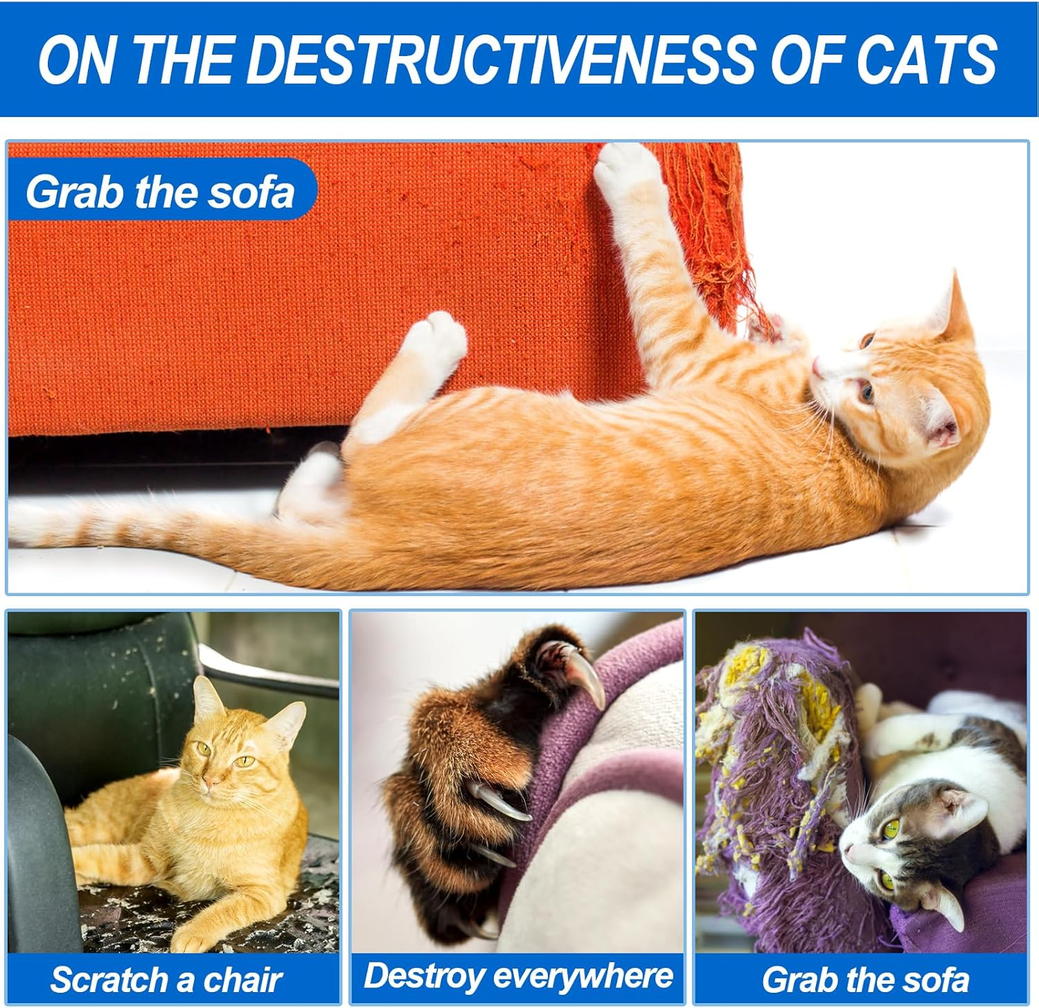 Cat Scratch Protection, Pack of 12 Sofa Scratch Protection Pad with Self-Adhesive Cat Scratch Protection Film, Double-Sided Scratch Pads for Cats for Sofa, Furniture, Door, Scratch Protection image number 1