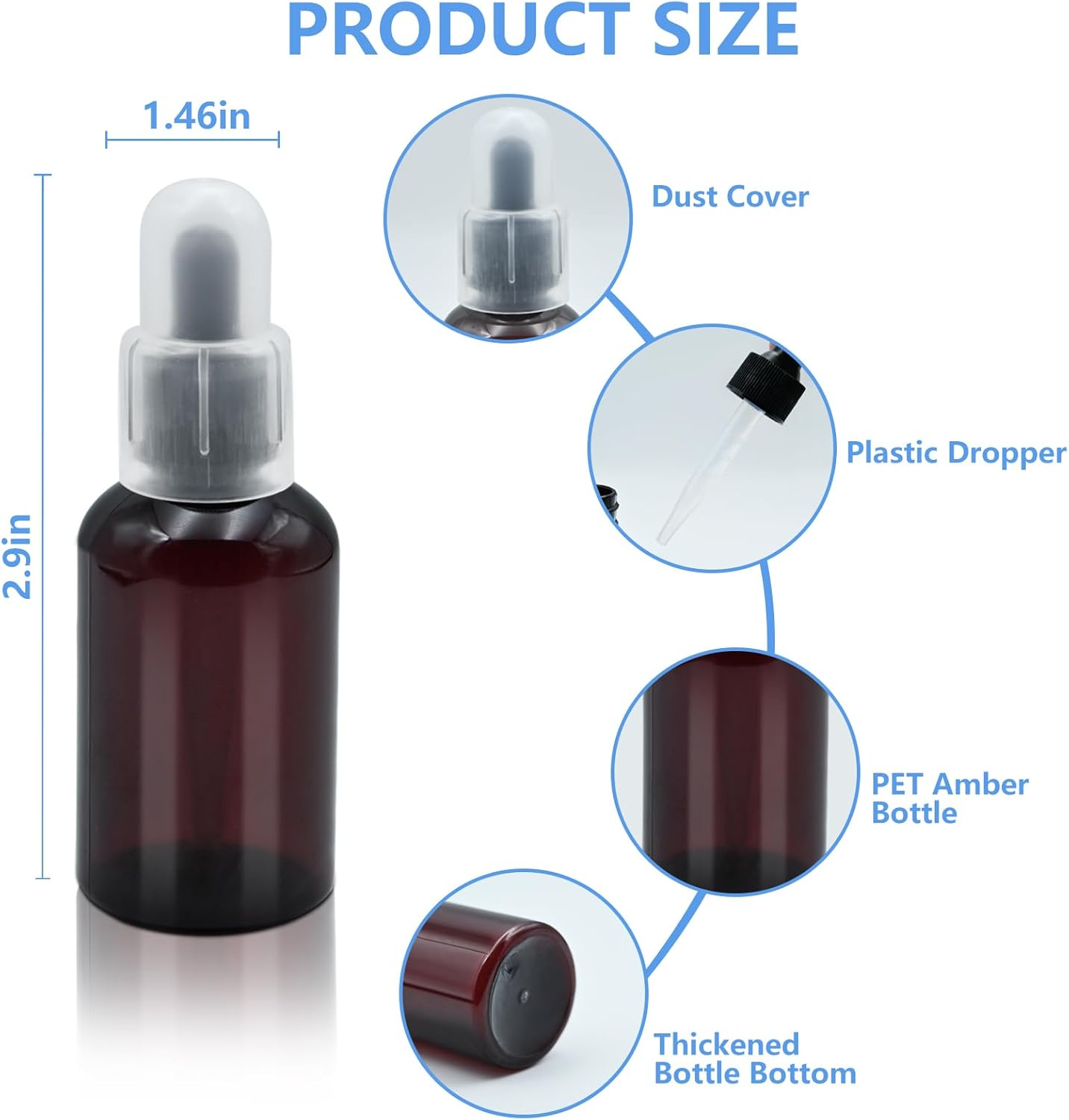 Askbed 4 Pack 2 Oz (50Ml) Amber Plastic Essential Dropper Bottles with Funnel, Labels for Liquid Storage image number 3