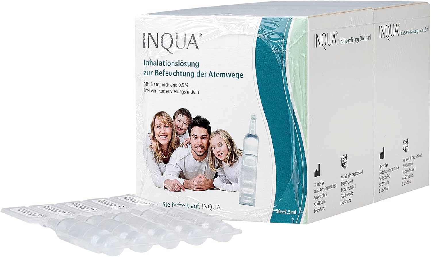 INQUA&reg; Inhalation Solution, 100 Ampoules of 2.5 Ml, Isotonic Saline Solution for Inhaling for Adults, Children and Babies, No Preservatives, Nacl 0.9% image number 4