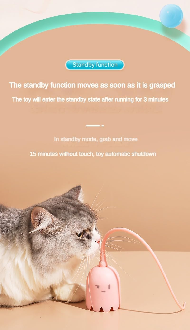 Rechargeable Motion Activated Interactive Cat Toys, Long Lifetime Motor, Simulates Rat'S Tail, for Indoor Cat Exercise image number 4