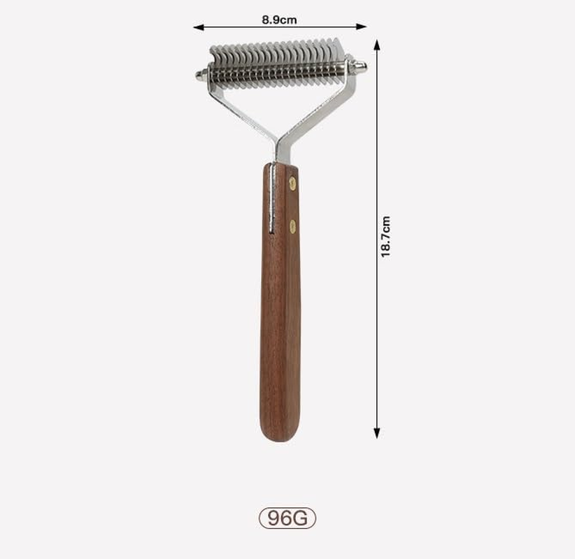 Blunt Dematting Undercoat Grooming Rake Stripper Tool for Dogs and Cats, Stainless Steel with Wooden Handle, 20-Blade (Style 1, 1 Pc) image number 1