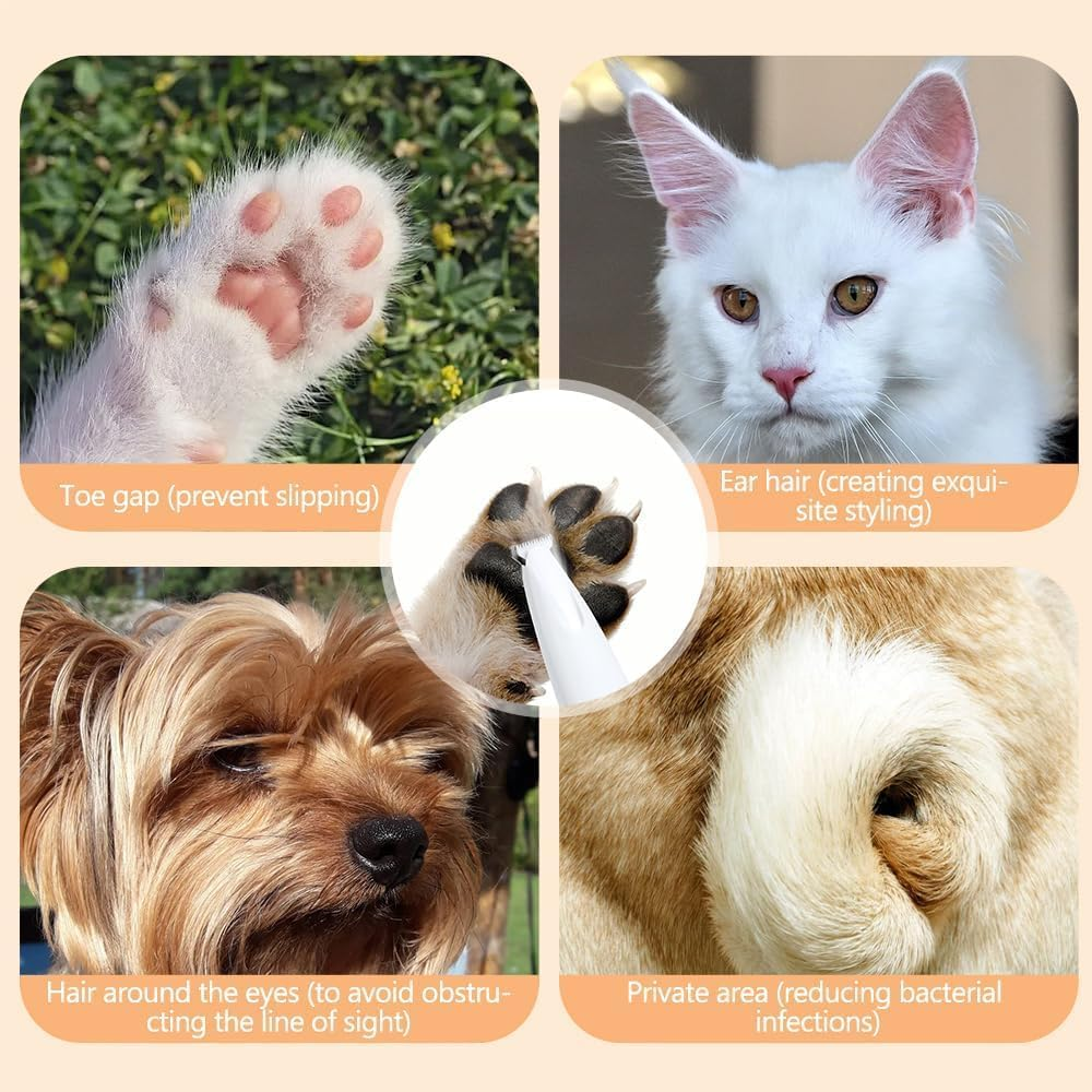 Dog Paw Trimmer with LED Light, Electric Multifunctional Waterproof Rechargeable Pet Hair Clipper for Dogs and Cats image number 5