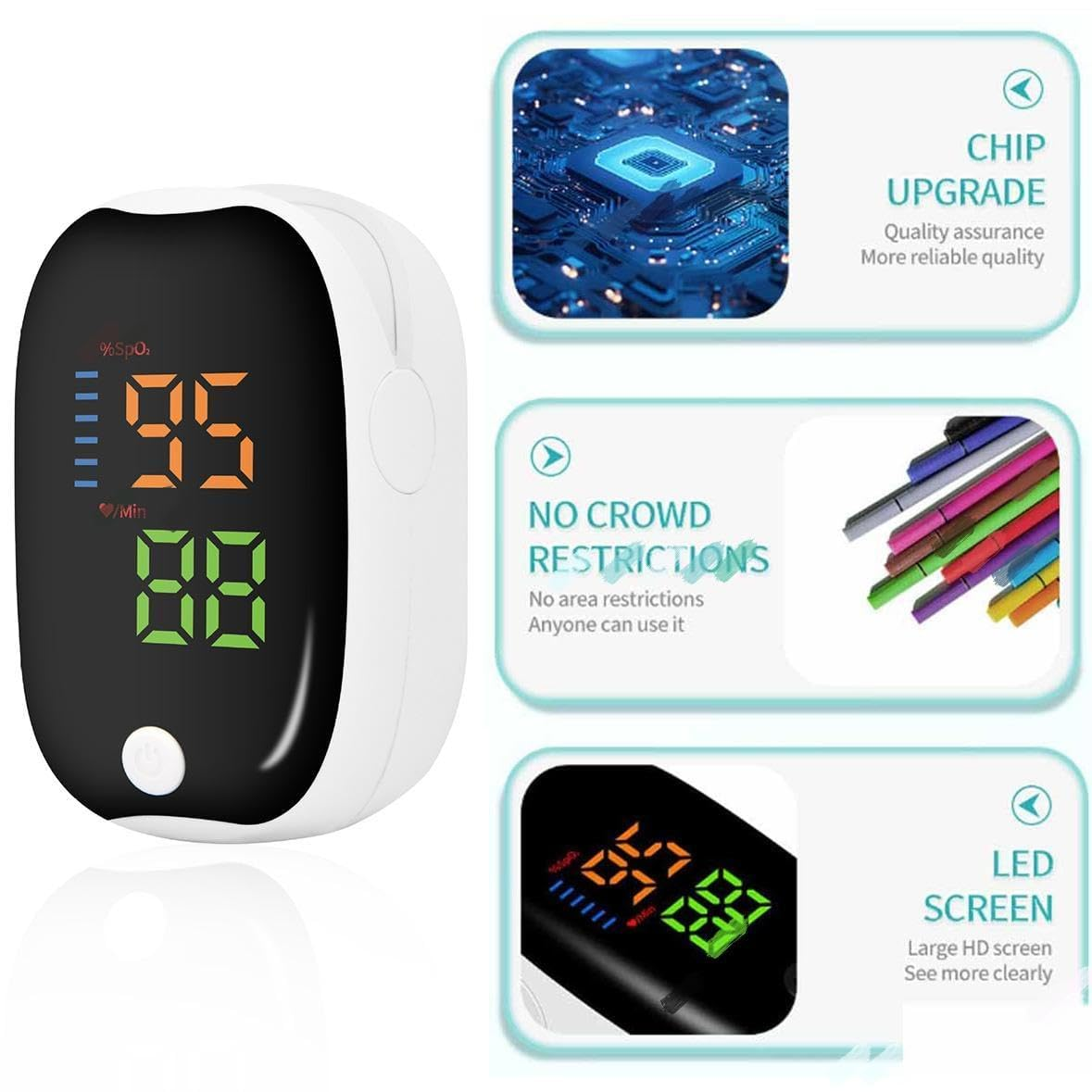 2025 Upgraded Non-Invasive Glucose & Oxygen Monitor &ndash; Portable Blood Sugar & Oxygen Level Meter, No-Prick Finger Oximeter for Home, Fitness, and Travel Use image number 2