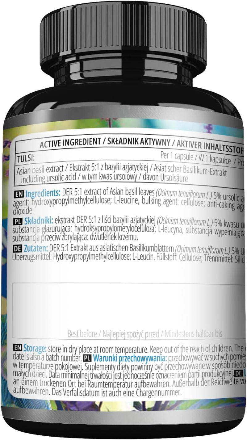 Tulsi Holy Basil 500 Mg - Extract at 5% Ursolic Acid - 90 Vegan Capsules - 90 Days Supply - Stress Resilience Support - by Apollo'S Hegemony image number 2