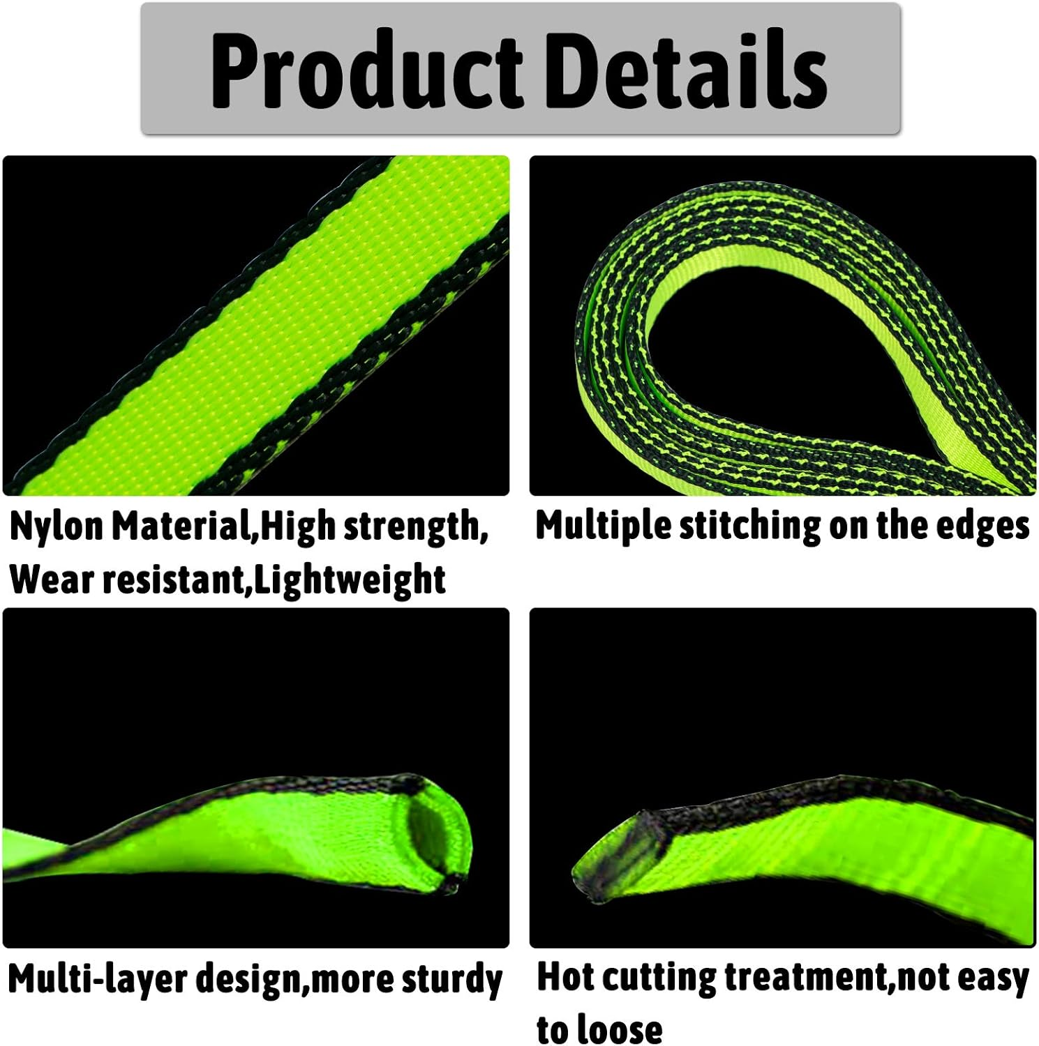 KIKIGOAL 18MM Nylon Climbing Sling Runner 23KN CE2008/EN566 Rock Climbing Webbing Straps for Outdoor Climbing, Rappelling, Swing, Yoga Hammock Etc (60 CM/24 Inch, 3PCS GREEN) image number 5