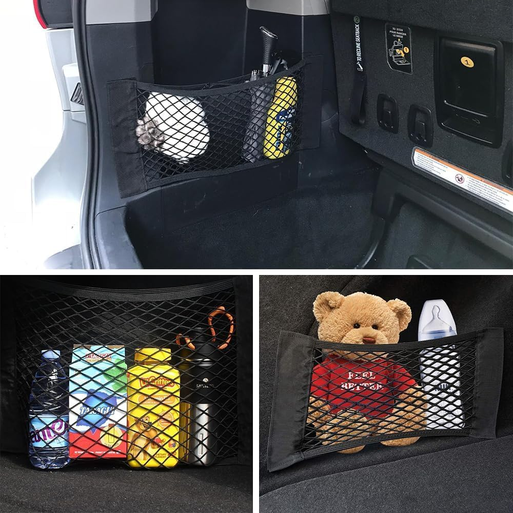 2Pcs Car Stretchable Storage,Universal Mesh Cargo Net Wall Sticker Organizer Pouch Bag Storage Mesh Net for Car Trunk (50CM) image number 2