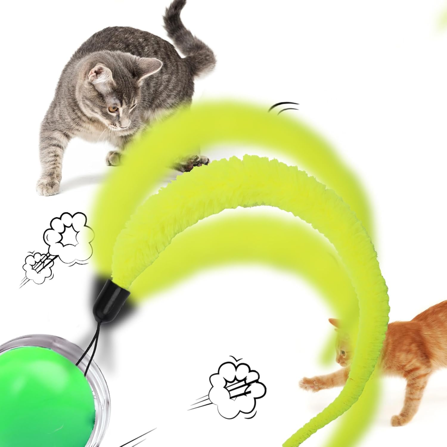BOXOB Pack of 5 Replacement Tails for Cat Ball Toys, Fun Interactive Cat Wand Replacement Automatic Movement Cat Toy Ball Attachment Rope Refills Compatible with Speedy Tail 2.0 image number 2