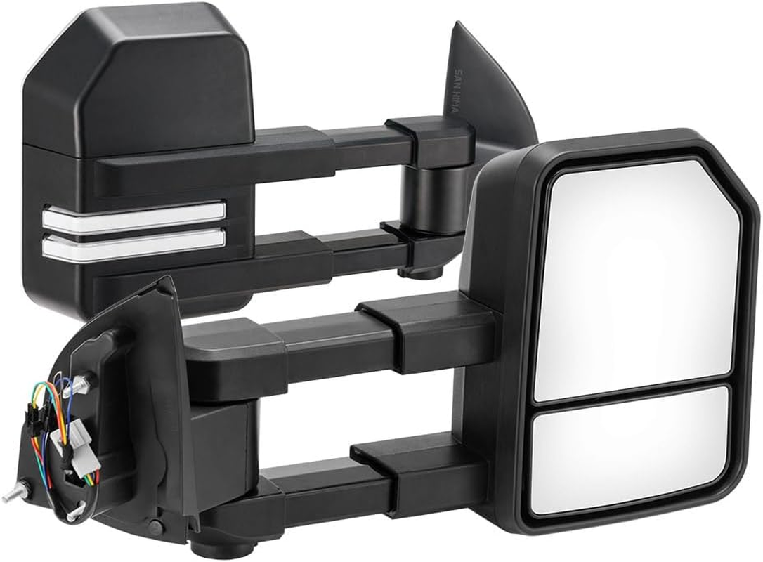 SAN HIMA Pair Towing Mirror Fits Ranger Wildtrak MK PX PX2 PX3 XL XLT XLS 2012-MY2022 - Extendable Manually Foldable Side Mirror 19CM Split View image number 3