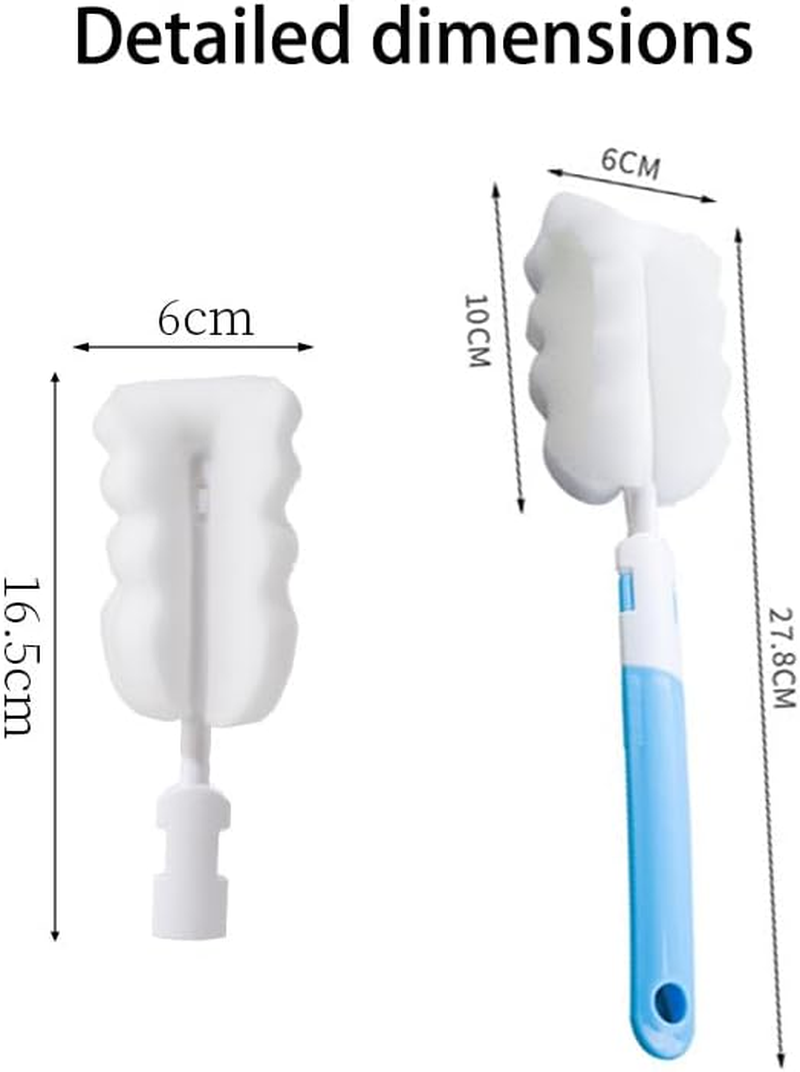 6 Pieces Removable Handle Portable Sponge Cleaning Brush Long Kettle Cleaning Brush for Kettle, Coffee Mugs, Various Mugs image number 1