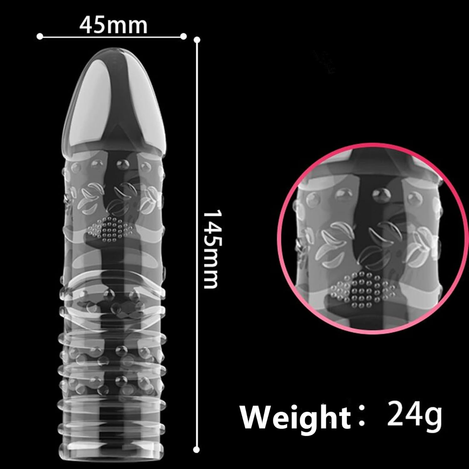 Sponver Threaded Condom Male Condom Adult Lock Crystal Sleeve 4 Designs（Pack of 4）Transparent image number 2