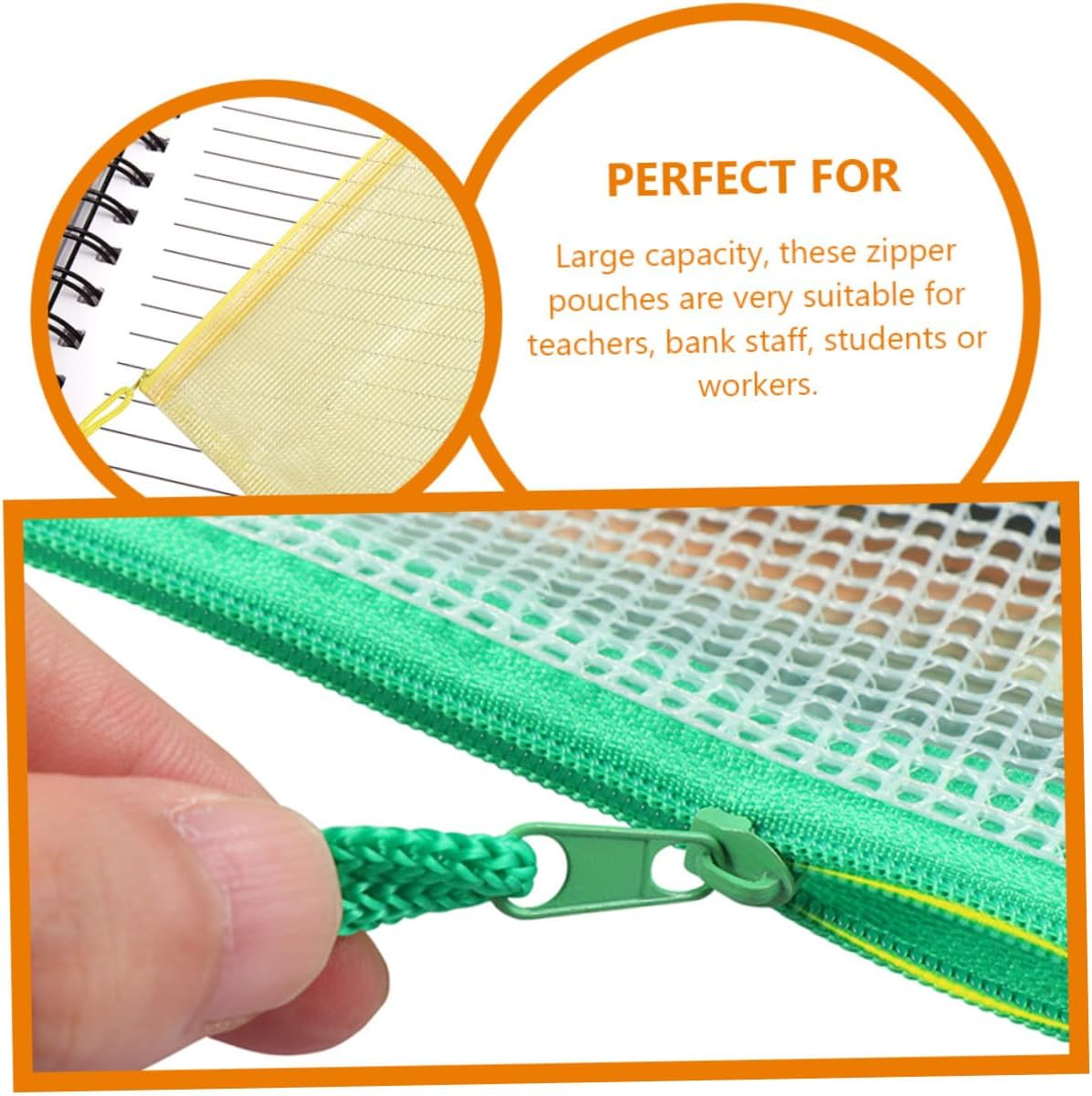 GETAJGHSD 24Pcs Mesh Zipper File Bag Document Organizer Pouches for Classroom Office Storage and Travel Includes Practical Zippered Storage image number 2