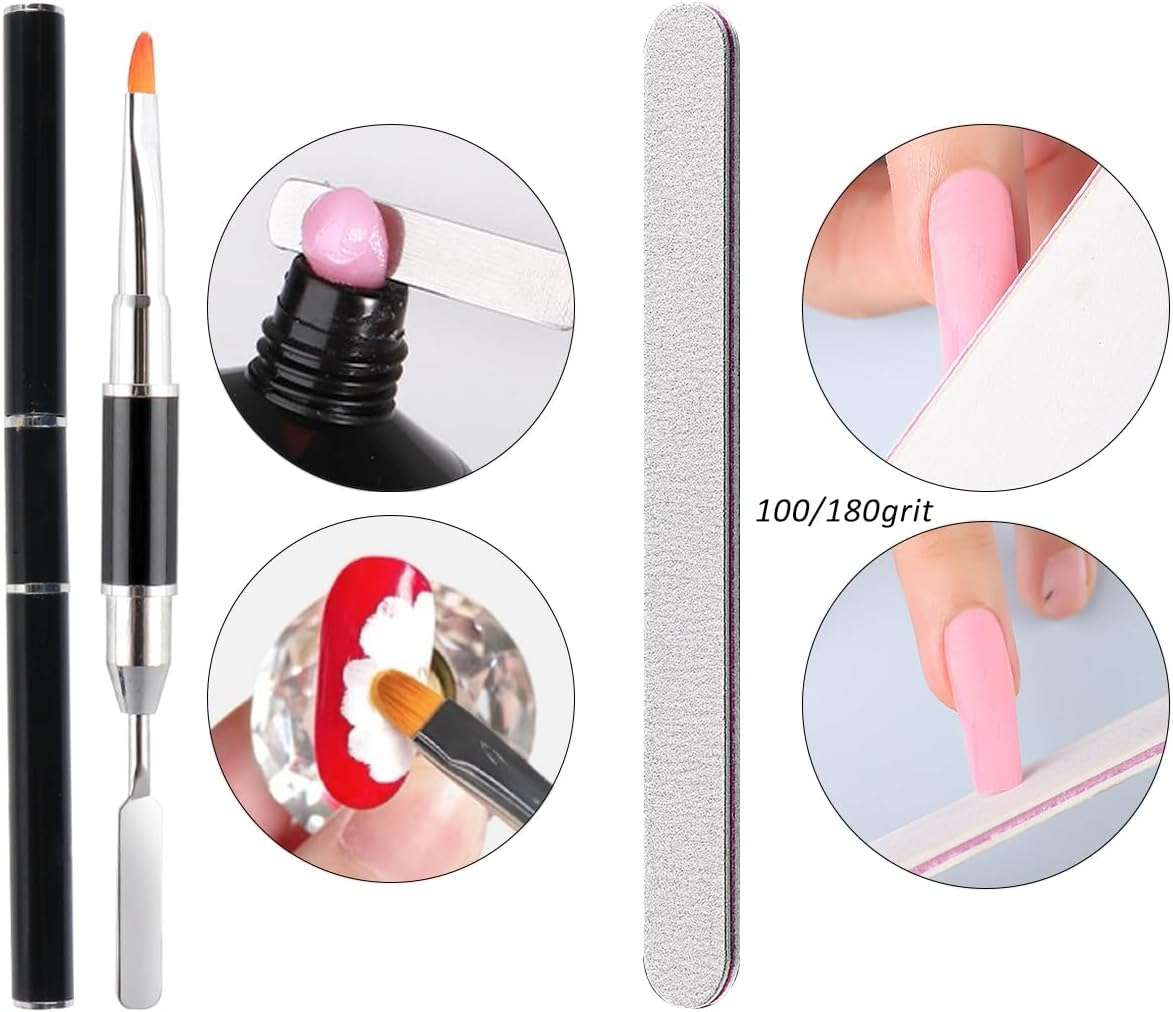 Dual Forms for Polygel, 348PCS Nail Molds for Builder Gel, 12 Sizes Stiletto Ballerina Coffin Dual Forms Poly Gel Nail Tips, Extension Forms with 10PCS Nail Clips, Nail Extension Tools Kit - French Tips Sticker image number 4