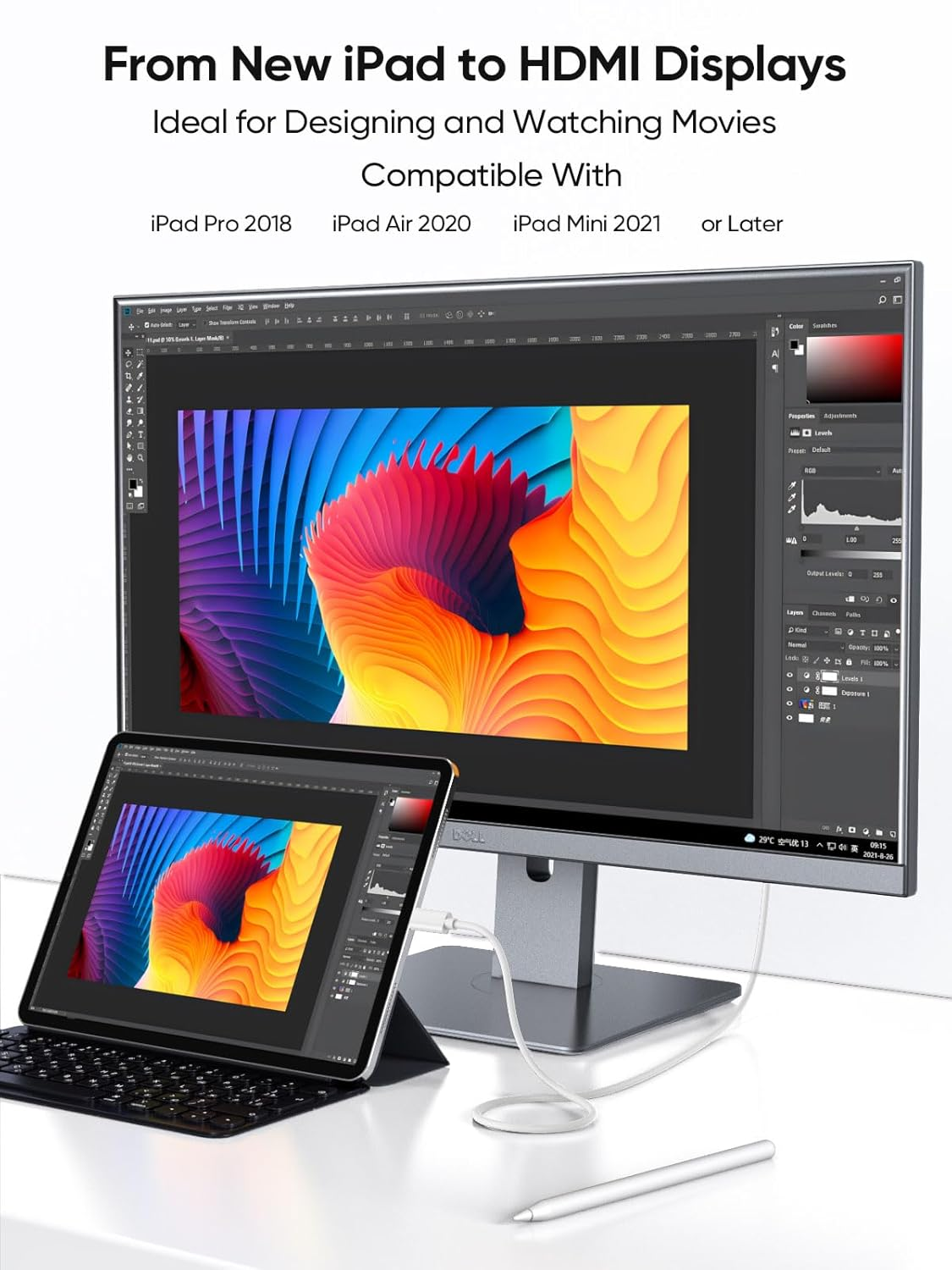 Cablecreation USB C to HDMI Cable 4K@60Hz for Home Office, Type C to HDMI, Thunderbolt 4/3 Compatible for Iphone 15/Pro/Plus/Max, Macbook Pro/Air, Ipad Pro, Galaxy S23/ S22, Surface Book, 10FT White image number 2