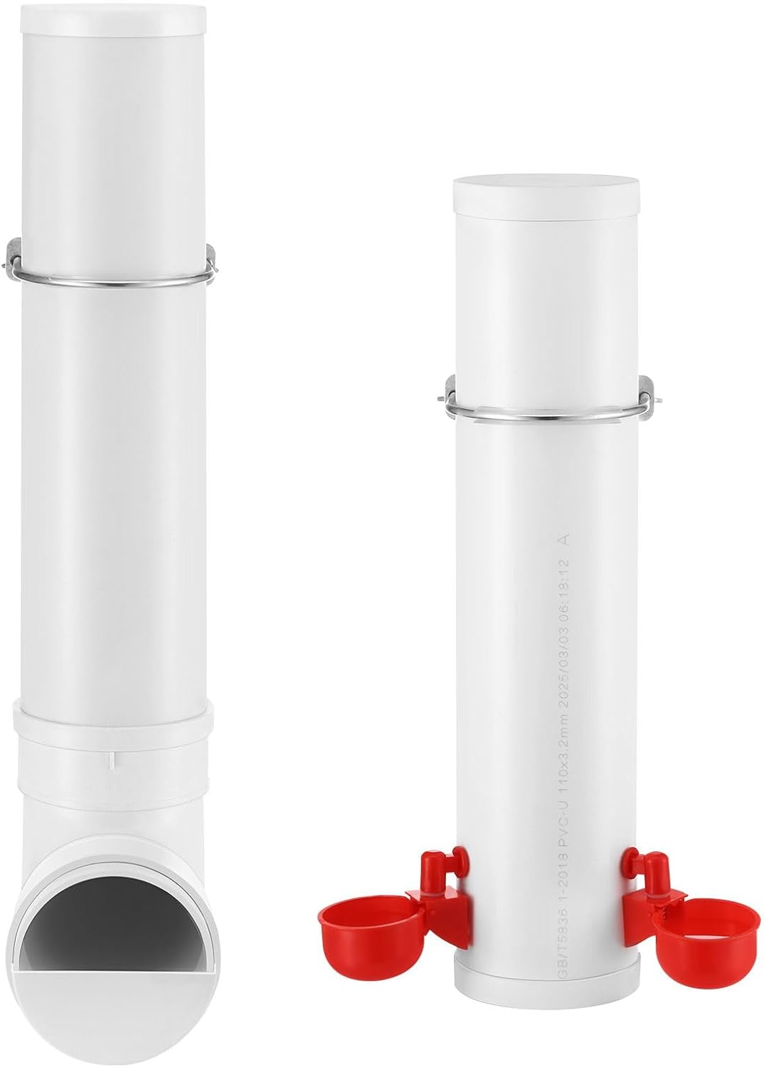 Pet Scene 4L Chicken Feeder Water Set Dispenser Automatic Waterer Poultry Food Drinker Auto Chick Chook Duck Hen Feeding Drinking Cup Bowl PVC Pipe Coop Fence image number 5