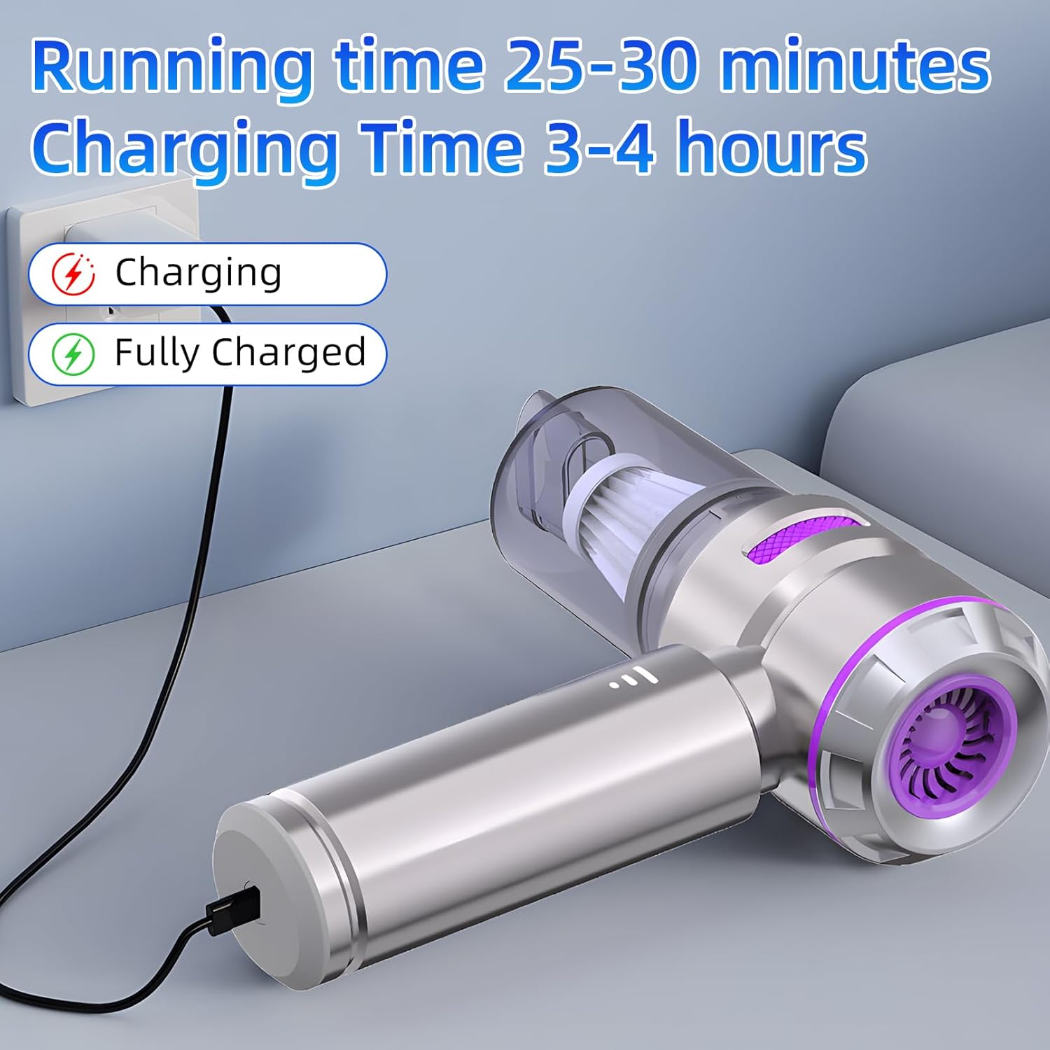 4 in 1 Cordless Handheld Vacuum Cleaner,Car Vacuum Cleaner,22000Pa Strong Suction Mini Vacuum Cleaner,Dust Blower,Can Be Used for Home,Car image number 1