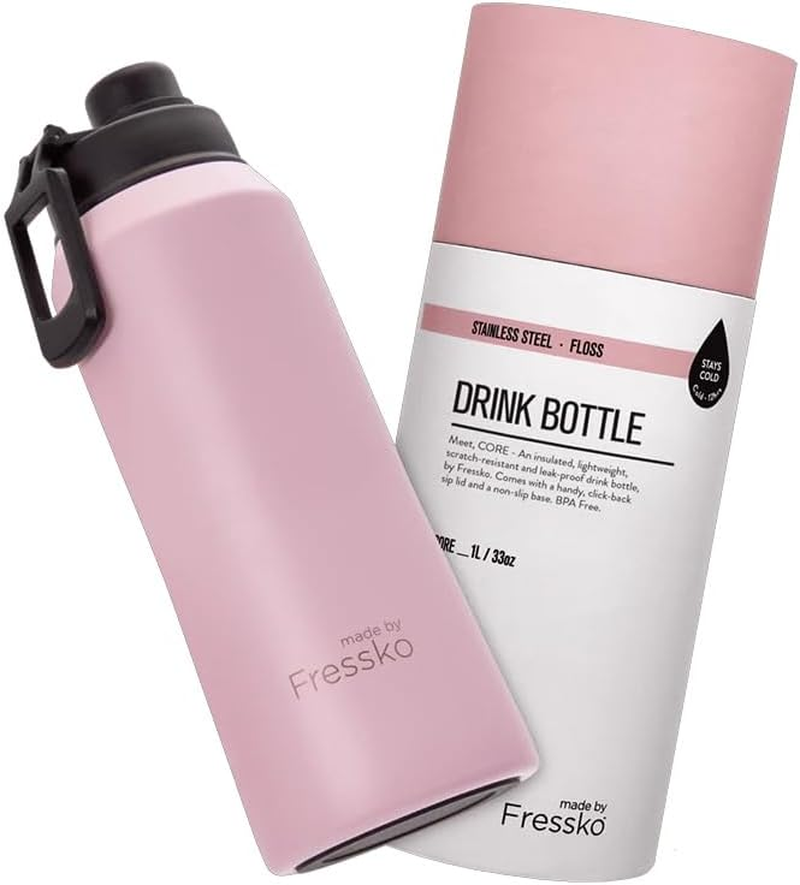 Made by Fressko | Core Wide Mouth Insulated Stainless Steel Water Bottle-Floss | with Sip Lid | 34Oz 1L |Bpa-Free | Leak Proof Lid image number 1