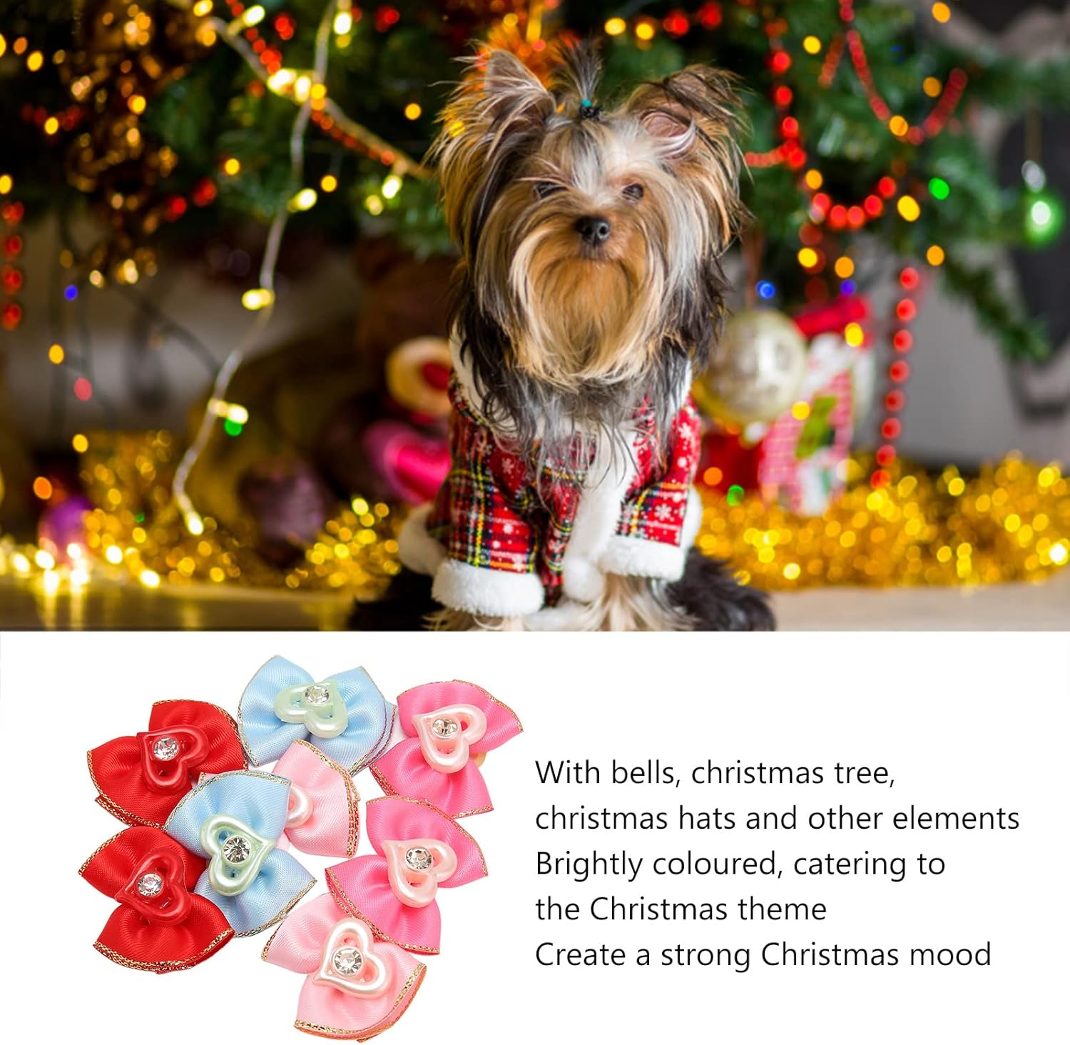 JOROBURO 24 Pcs Pet Hair Bows, Cute Colorful Dog Hair Bowknots with Rubber Bands, Craft Dog Hair Bows Pet Hair Accessories with Elastic Band for Puppy Dog Cat Rabbit